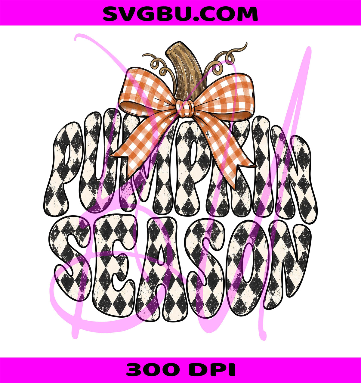 Pumpkin Season PNG, Checkered Fall PNG, Leopard Bow Pumpkin PNG