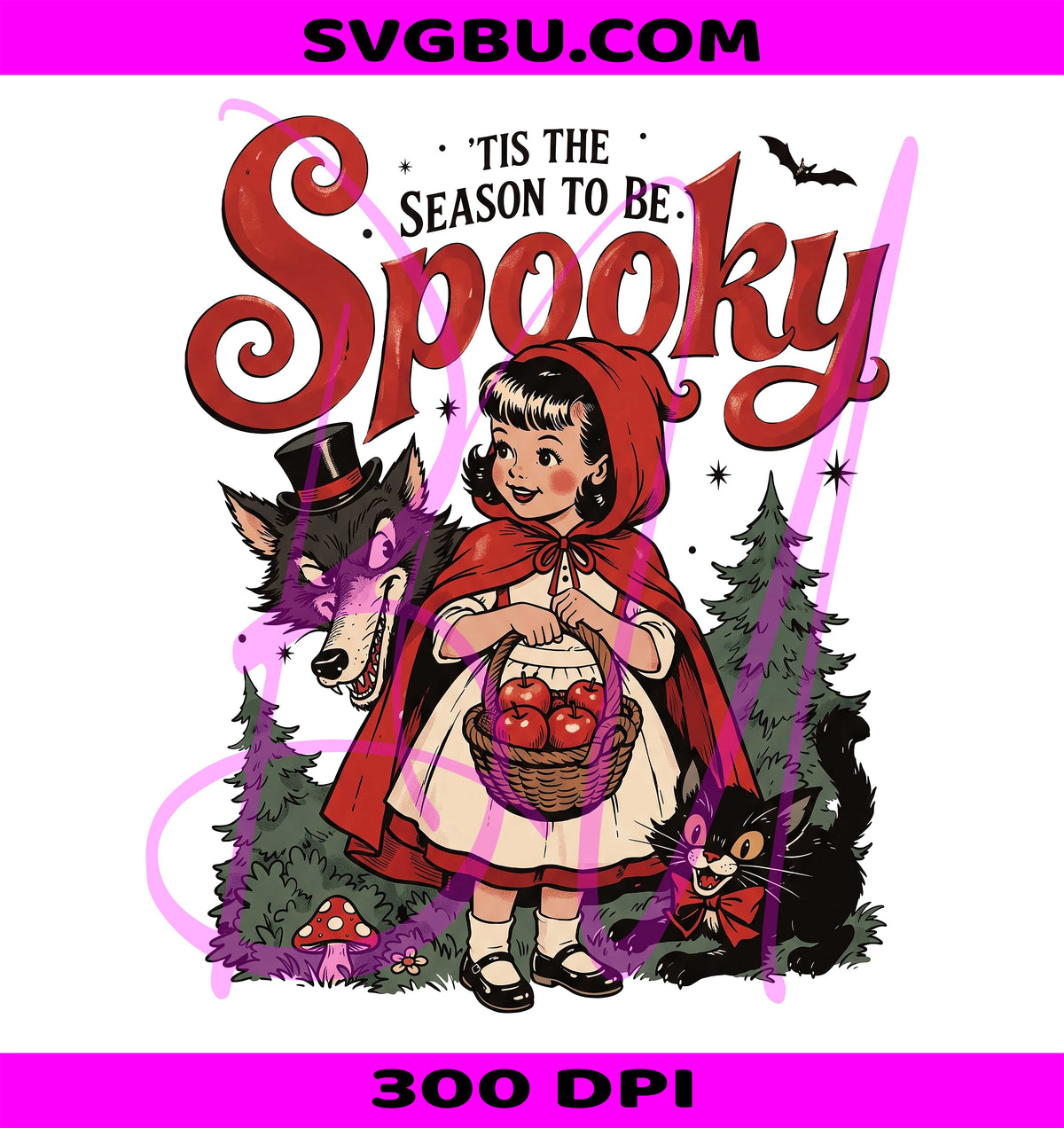 Retro Spooky Season PNG, Tis The Season To Be Spooky PNG, Red Witch PNG