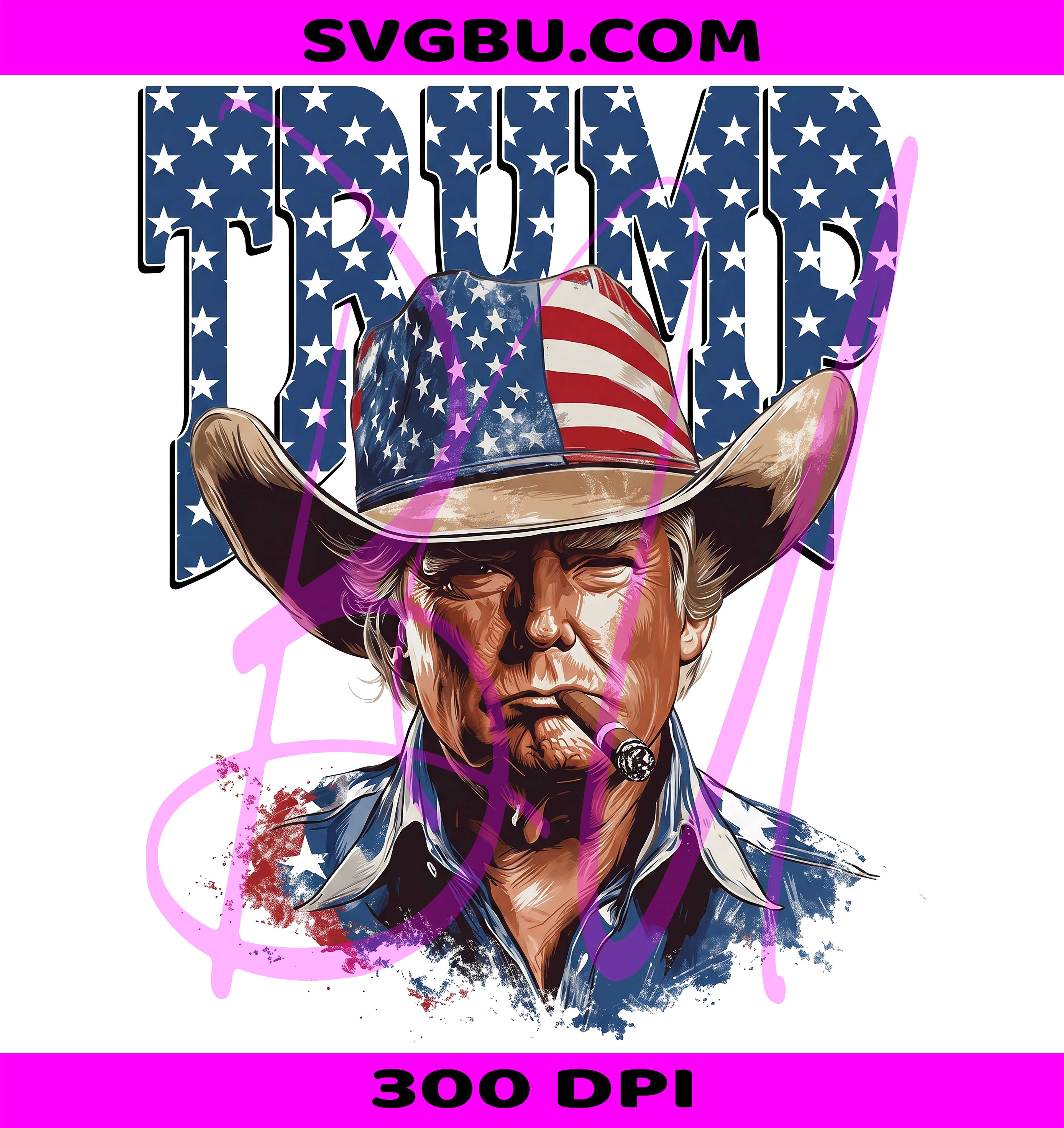 Cowboy Trump PNG, Donald Trump Cigar PNG, Patriotic Cowboy PNG