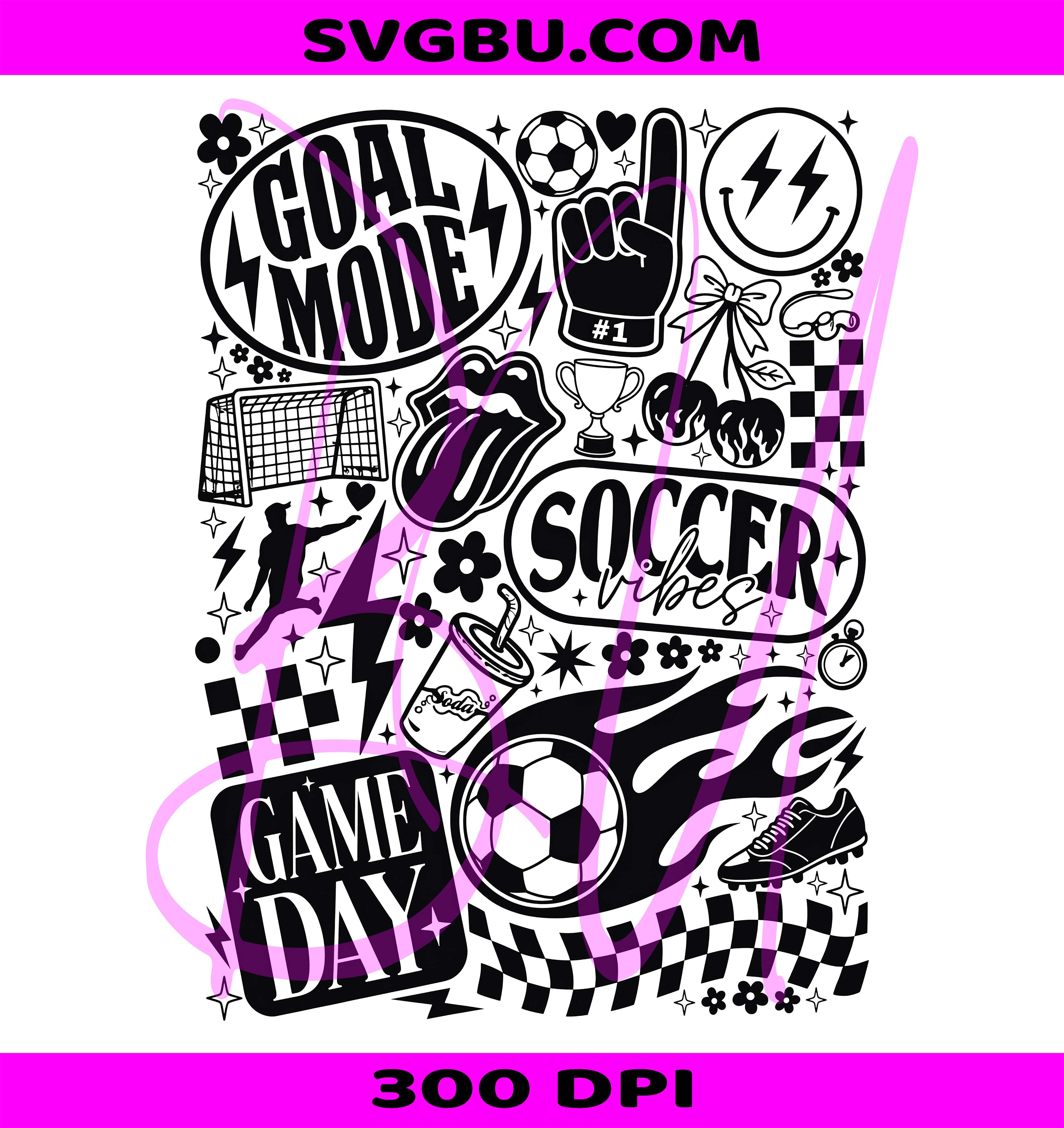 Soccer Vibes PNG, Goal Mode PNG, Black Soccer Game Day PNG