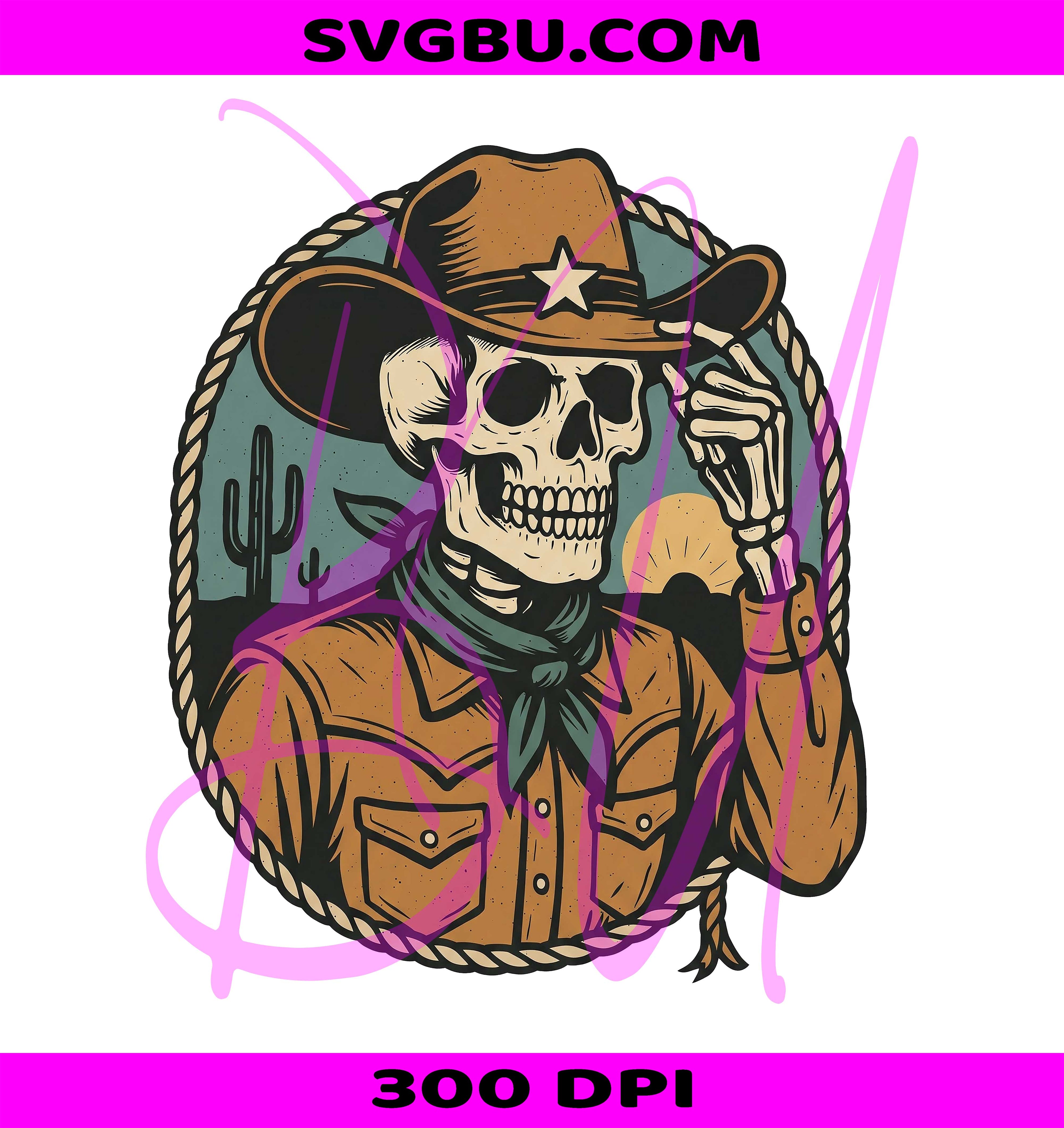 Skeleton Cowboy PNG, Retro Western Skeleton PNG, Spooky Cowboy PNG