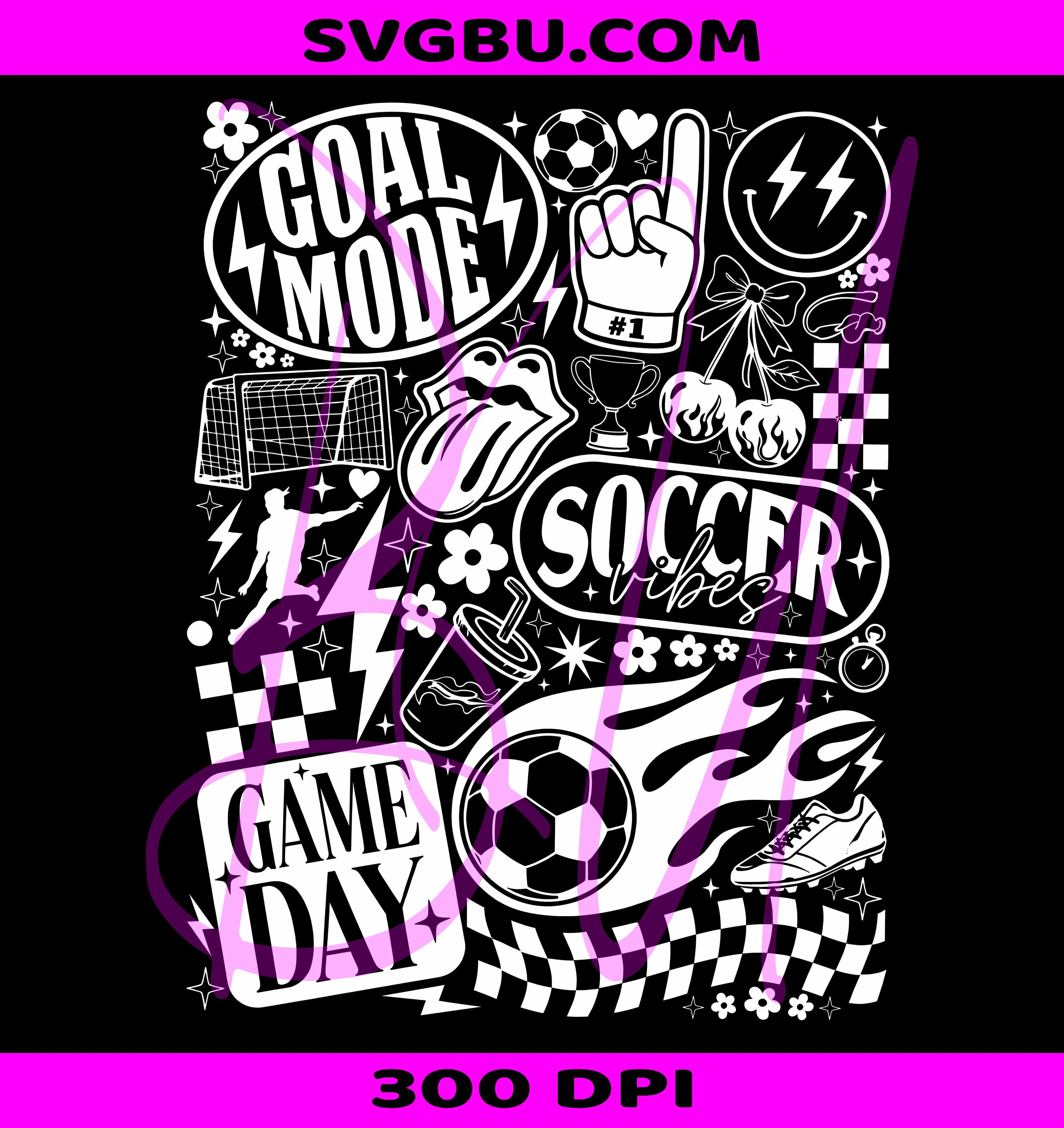 Soccer Vibes PNG, Goal Mode PNG, White Soccer Game Day PNG