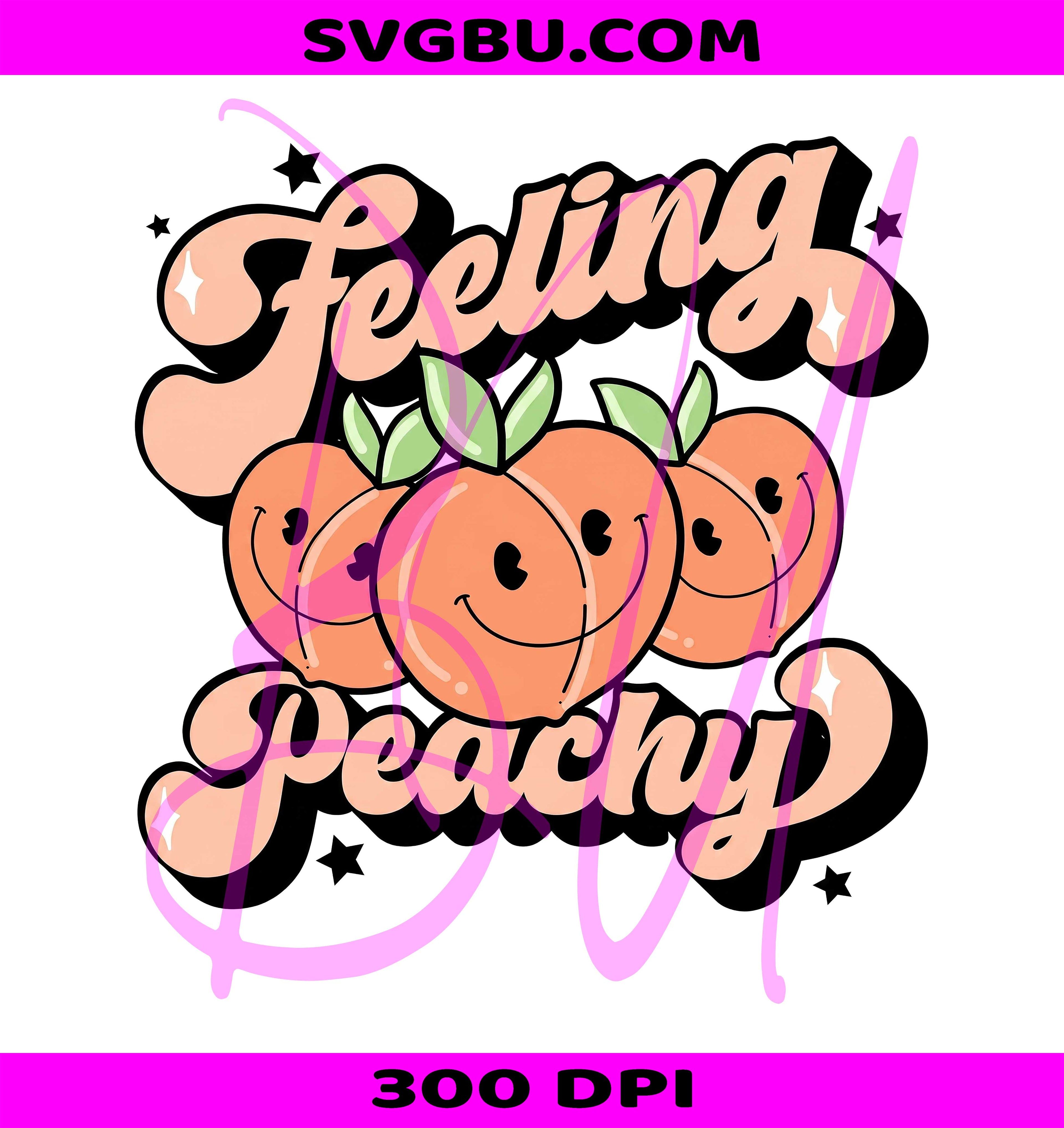 Feeling Peachy PNG, Just Peachy PNG, Retro Summer Peach PNG