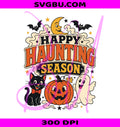 Happy Haunting Season PNG, Retro Spooky Cat PNG, Ghost Pumpkin PNG
