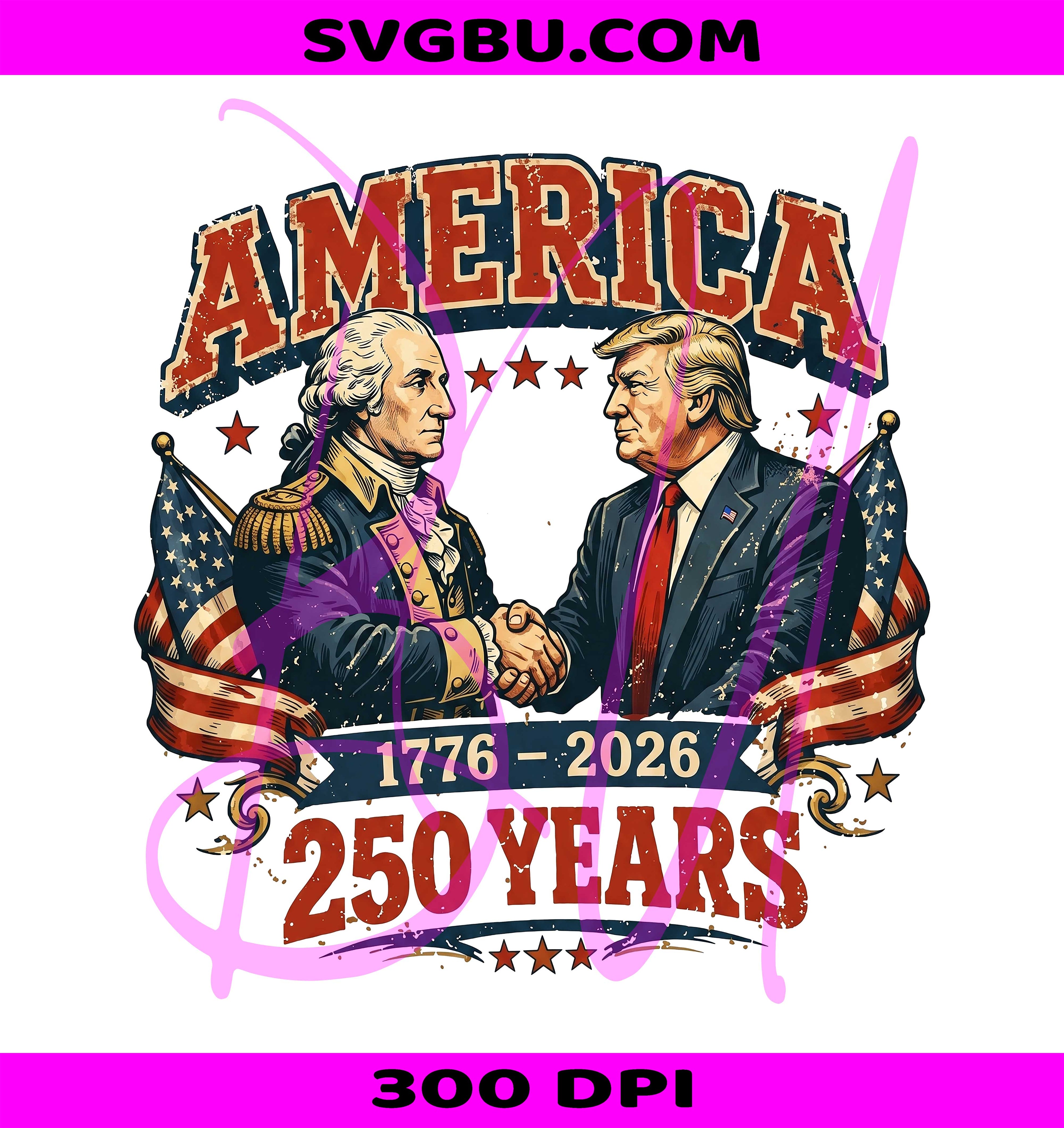 Trump George Washington PNG, USA 250 Patriotic PNG, Retro Independence Day PNG