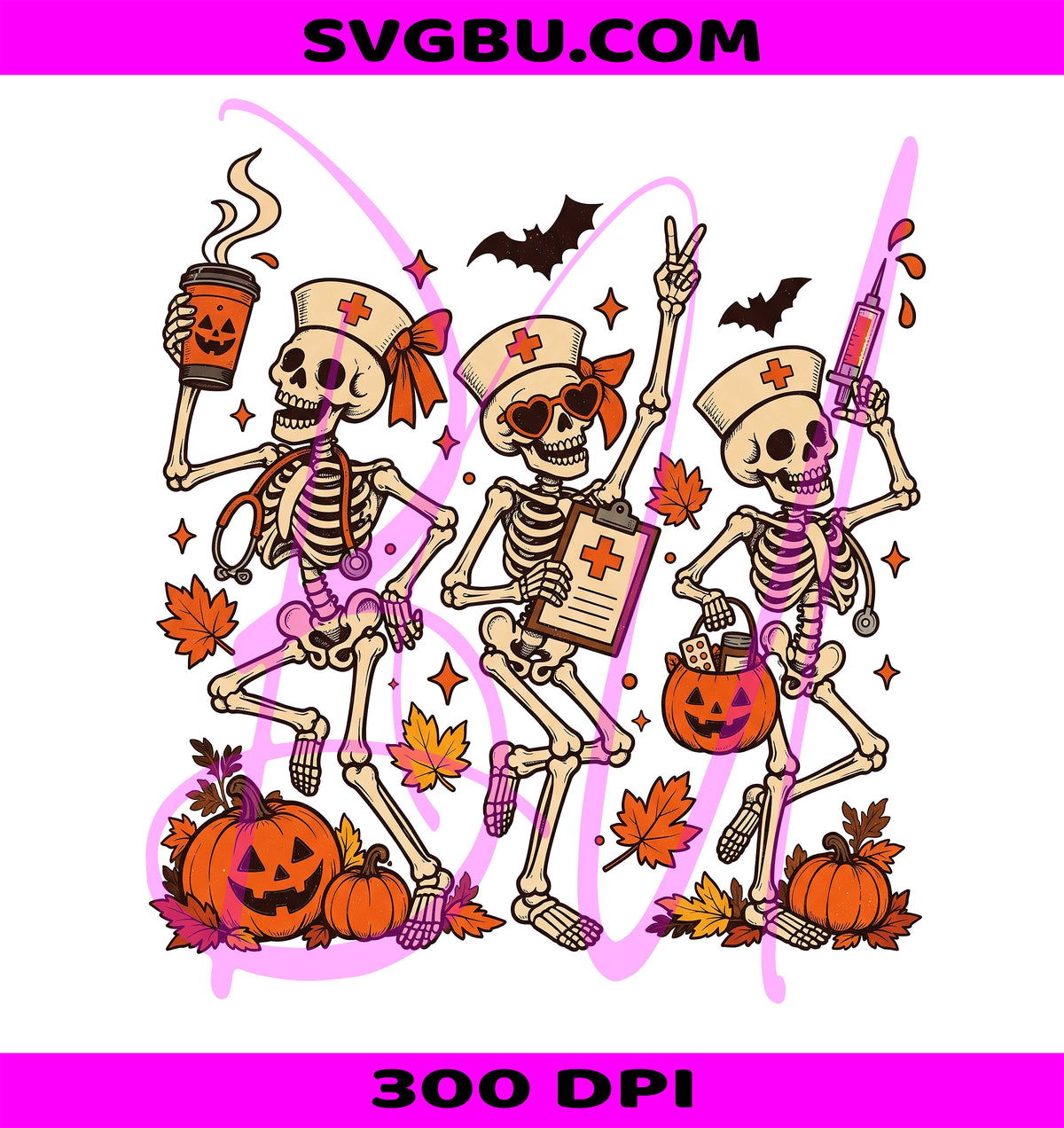 Dancing Skeleton Nurse PNG, Spooky ER Skull PNG, Fall Medical PNG