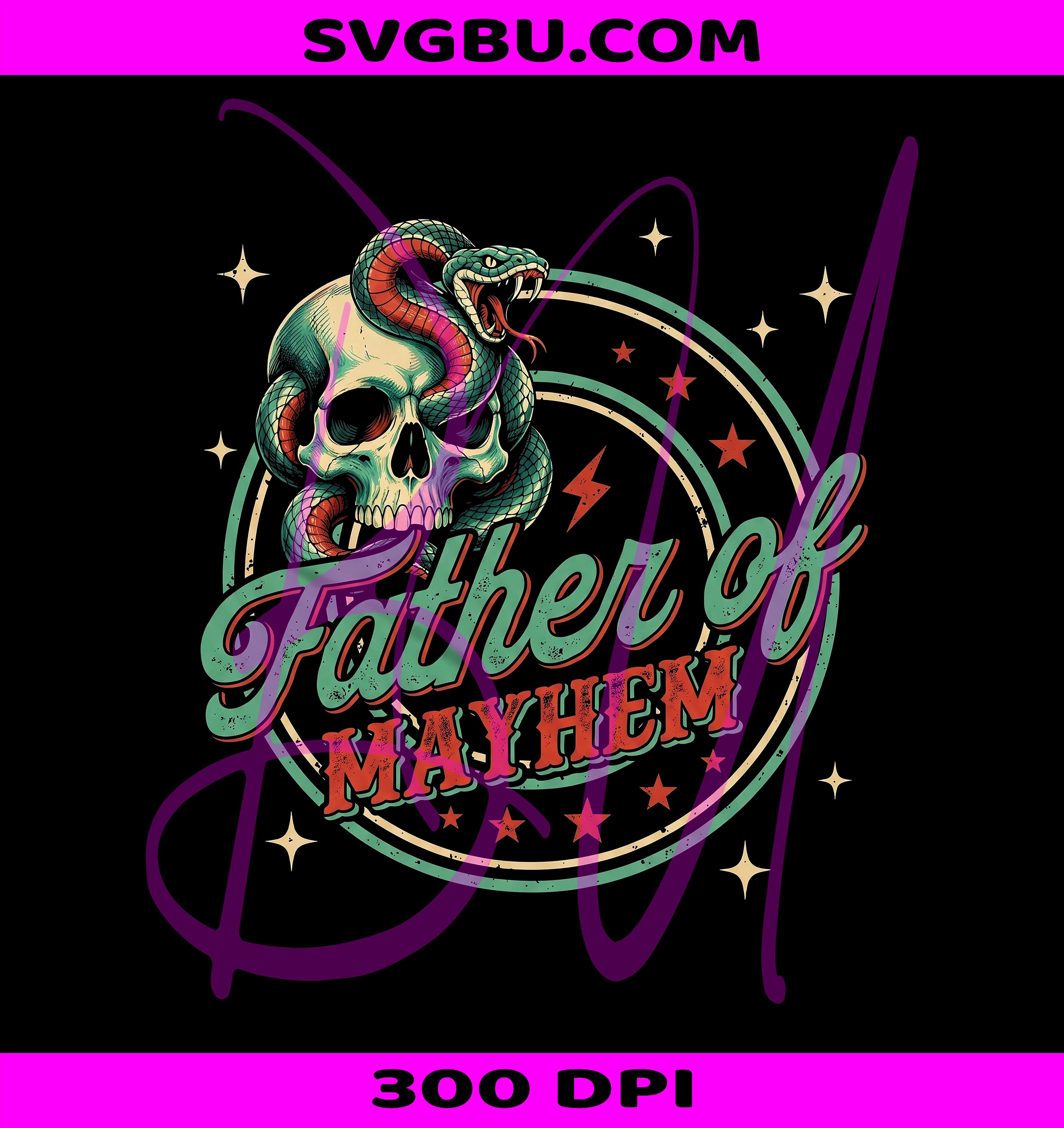Father of Mayhem Skull Snake PNG, Retro Dad Design PNG