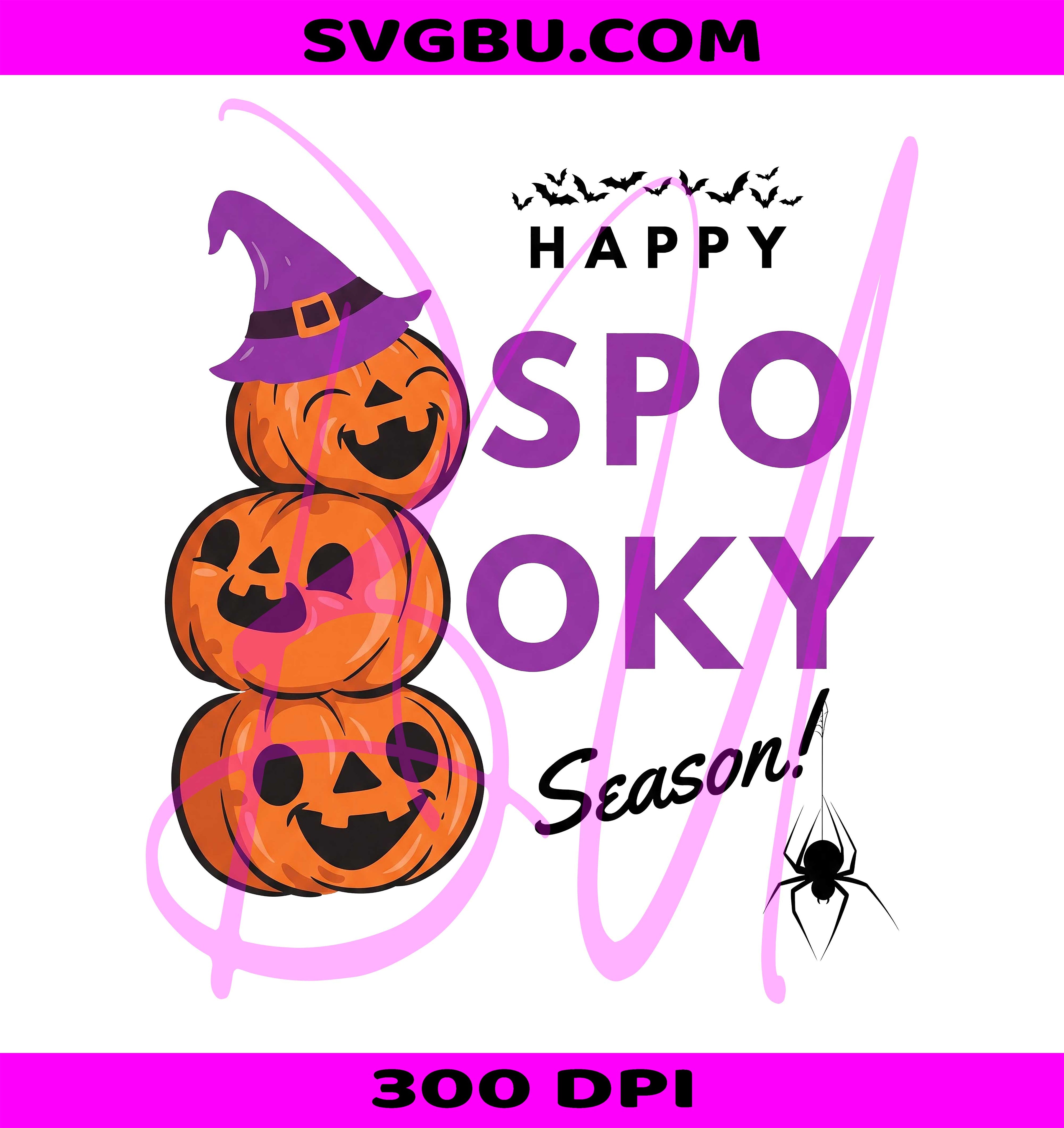Happy Spooky Season PNG, Jack O Lantern PNG, Striped Halloween PNG