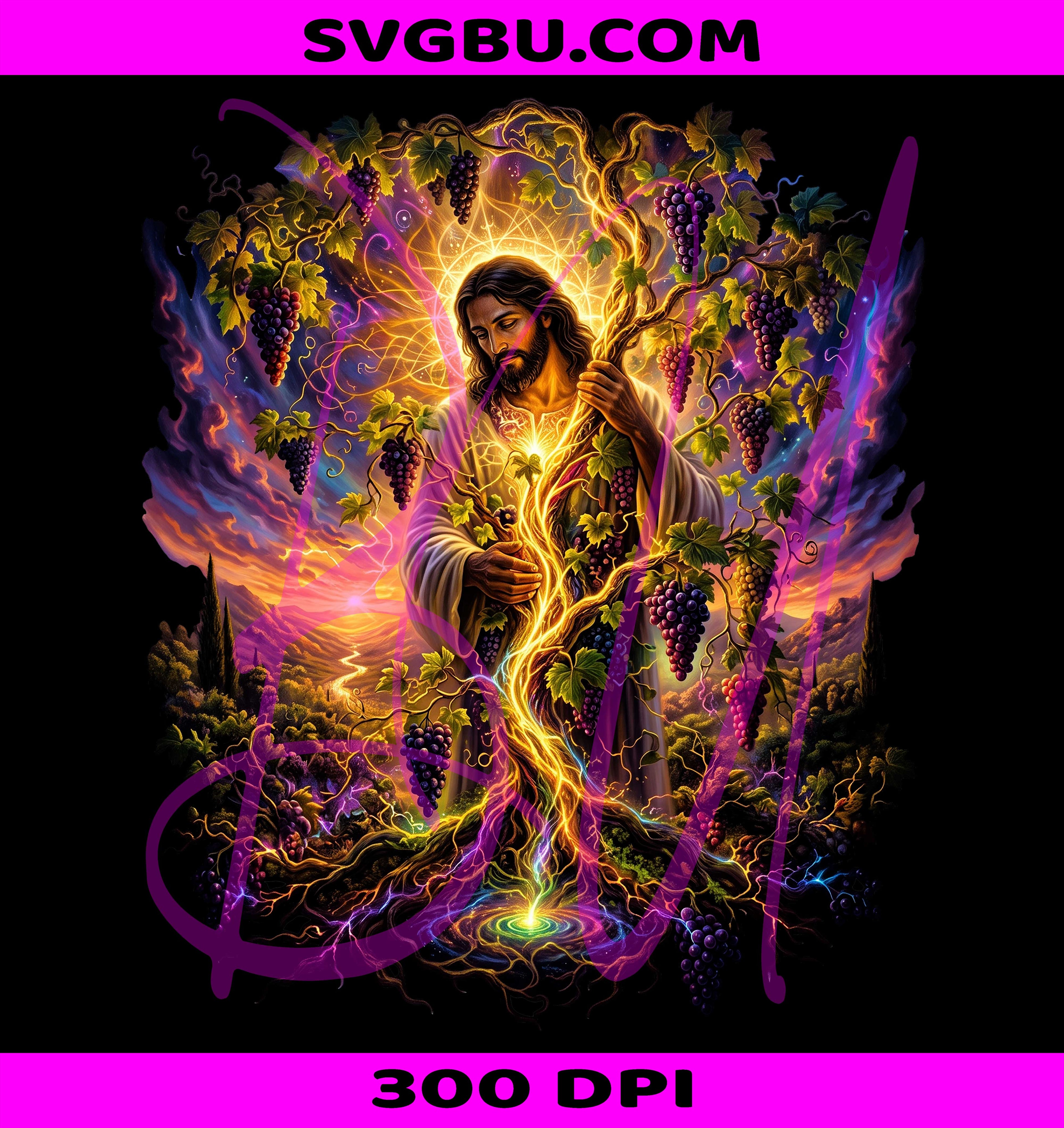 Jesus True Vine PNG, Psychedelic Faith PNG, Yeshua Art PNG