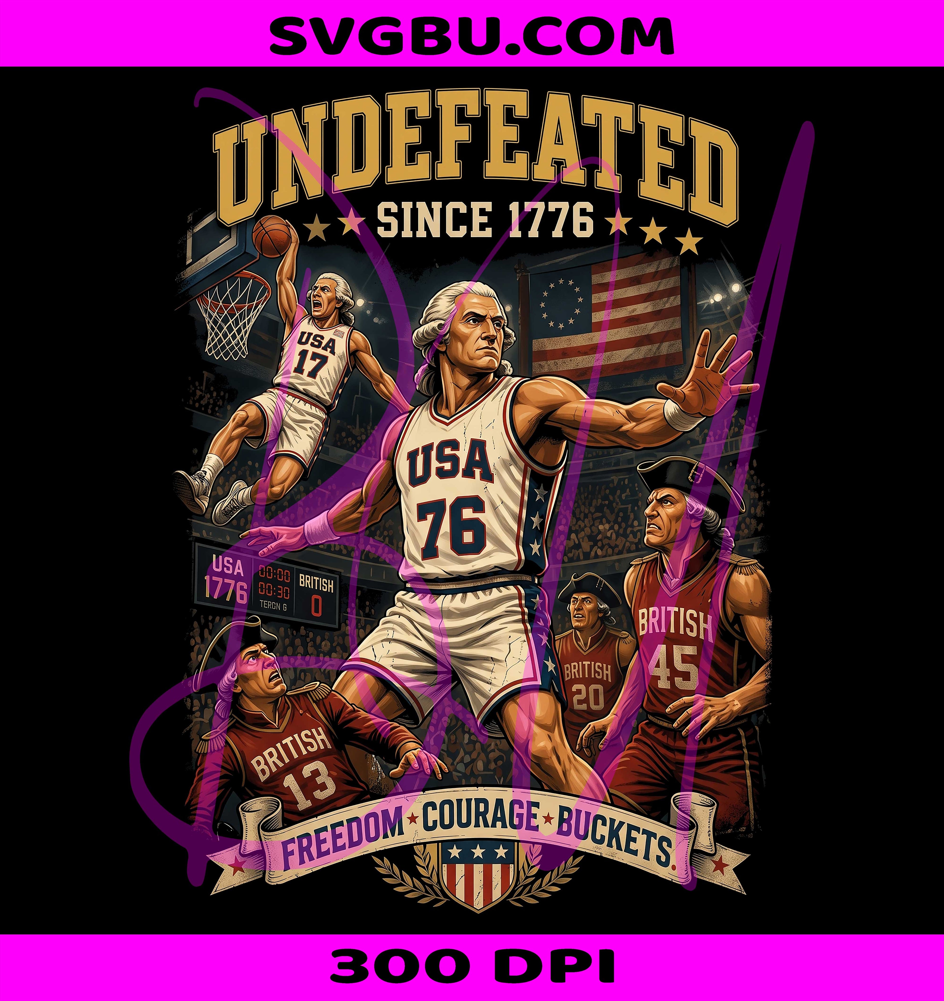 USA 250th Undefeated PNG, George Washington Basketball PNG, USA 1776 PNG