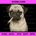 Funny Smoking Pug Dog PNG, Cigarette Gen Z Meme PNG