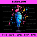 Cute Singing Microphone PNG, Musical Notes Art PNG, Karaoke Party PNG