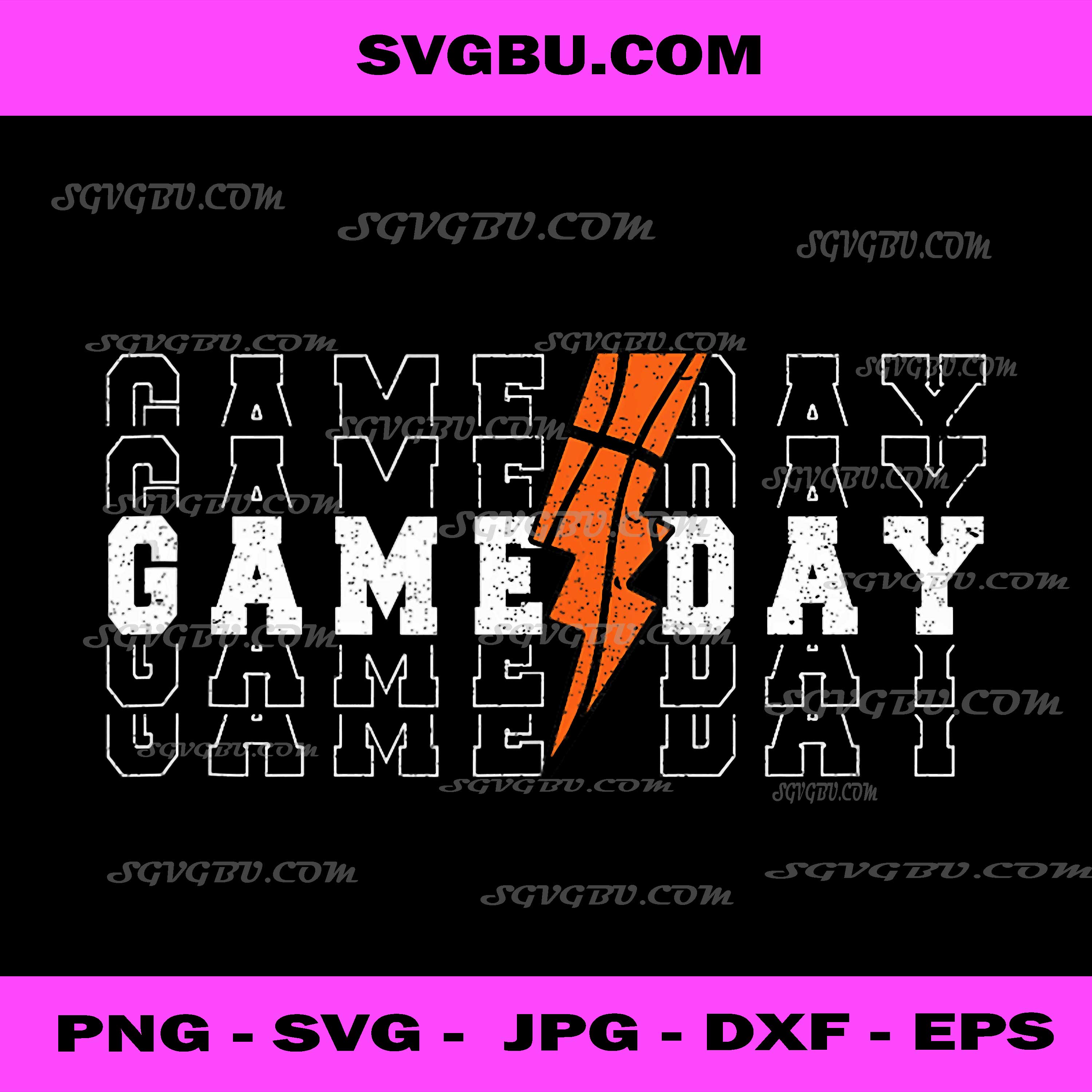 Game Day Basketball PNG, Sports Lightning Bolt PNG, Hoops Game Day PNG