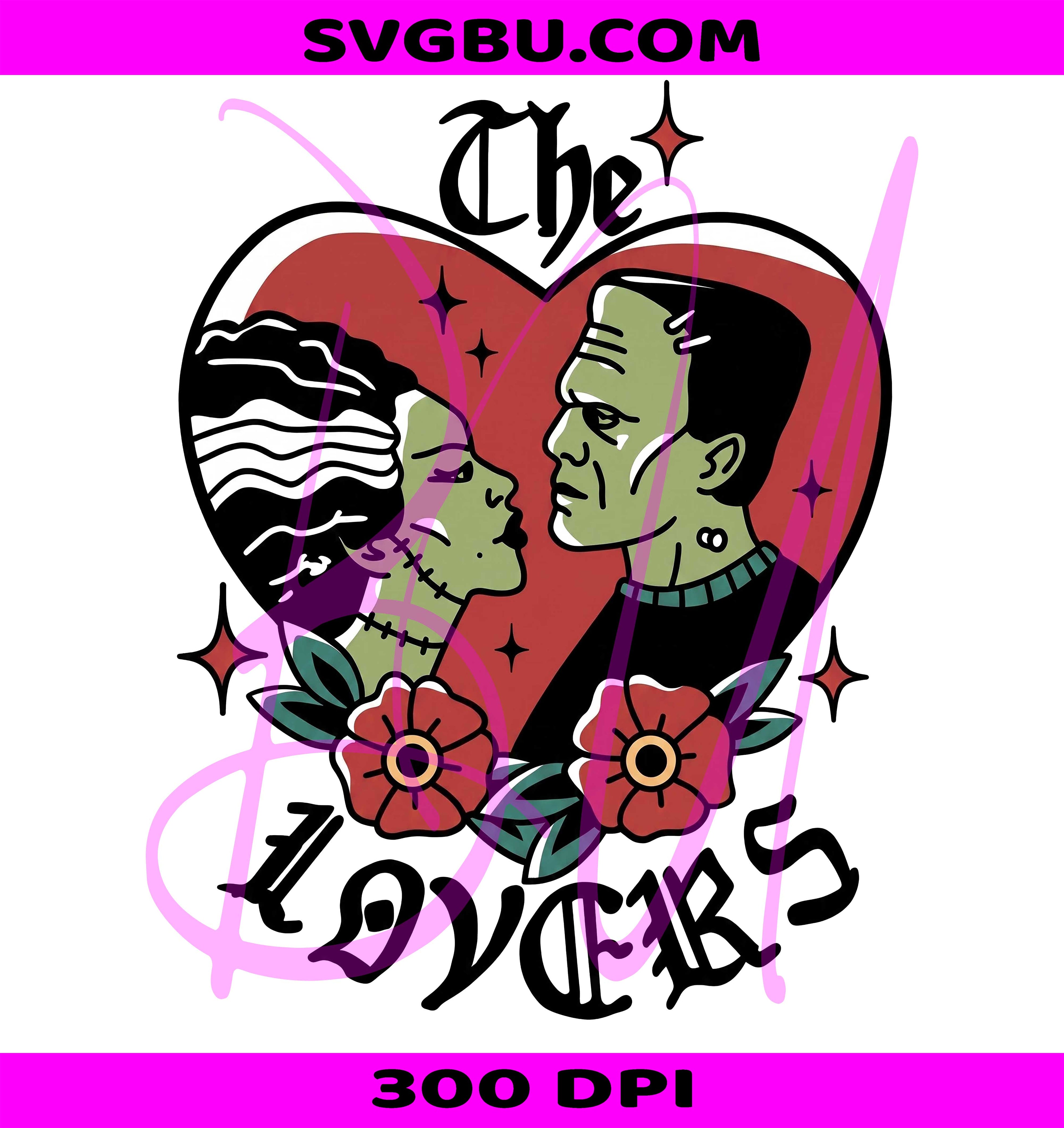 Vintage Monster Couple PNG, Horror Couple PNG, Monster Bride PNG
