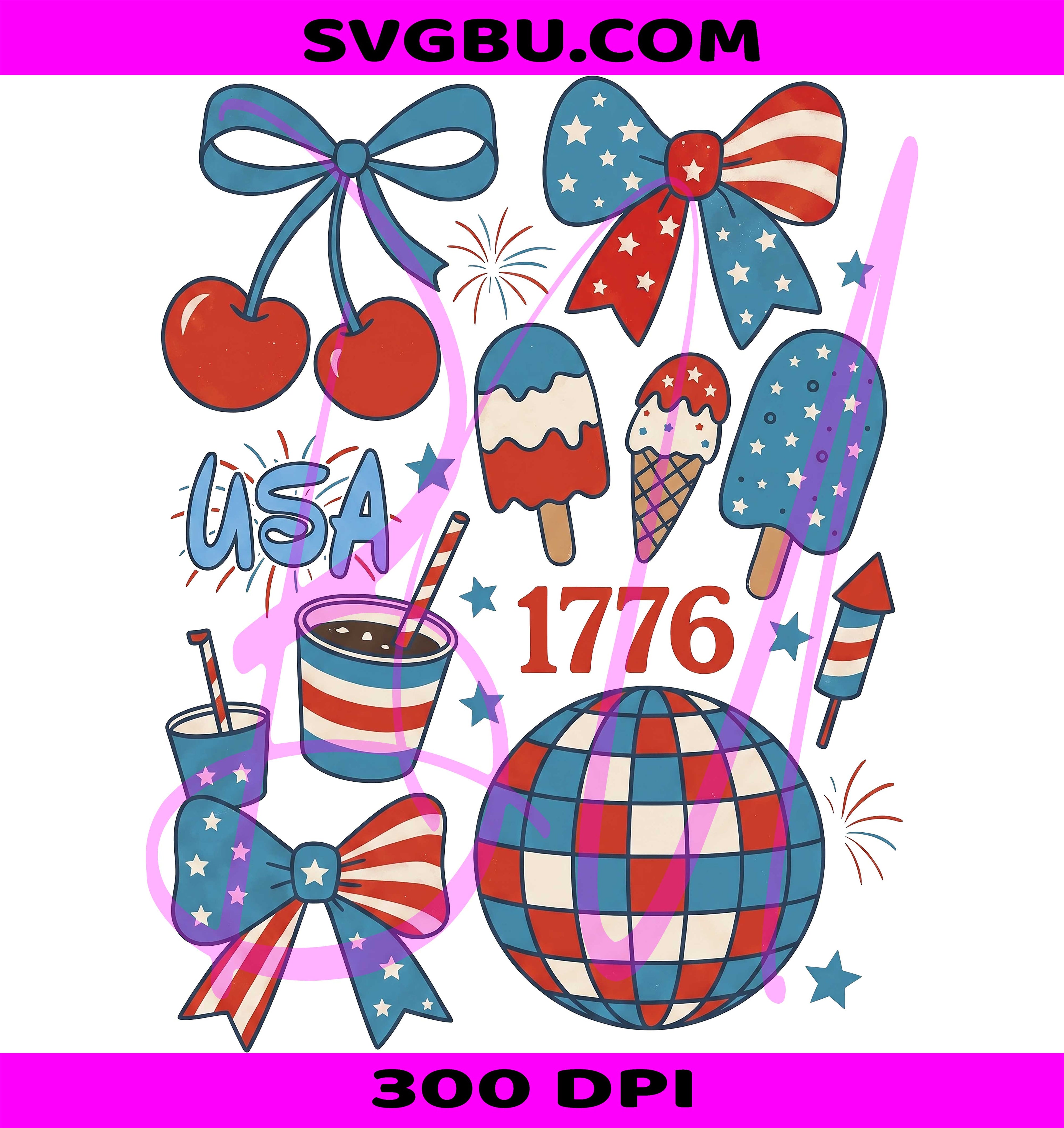 Patriotic Disco Ball PNG, USA 1776 PNG, 4th Of July Elements PNG