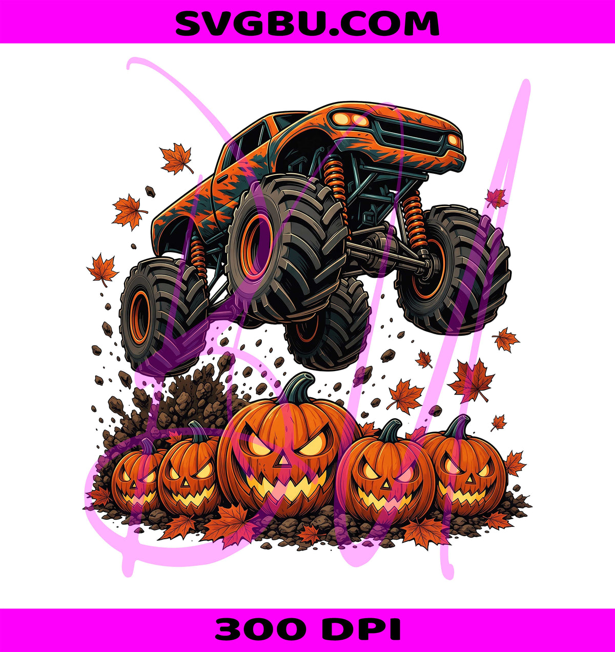 Monster Truck Halloween PNG, Pumpkin Smash PNG, Spooky Truck PNG