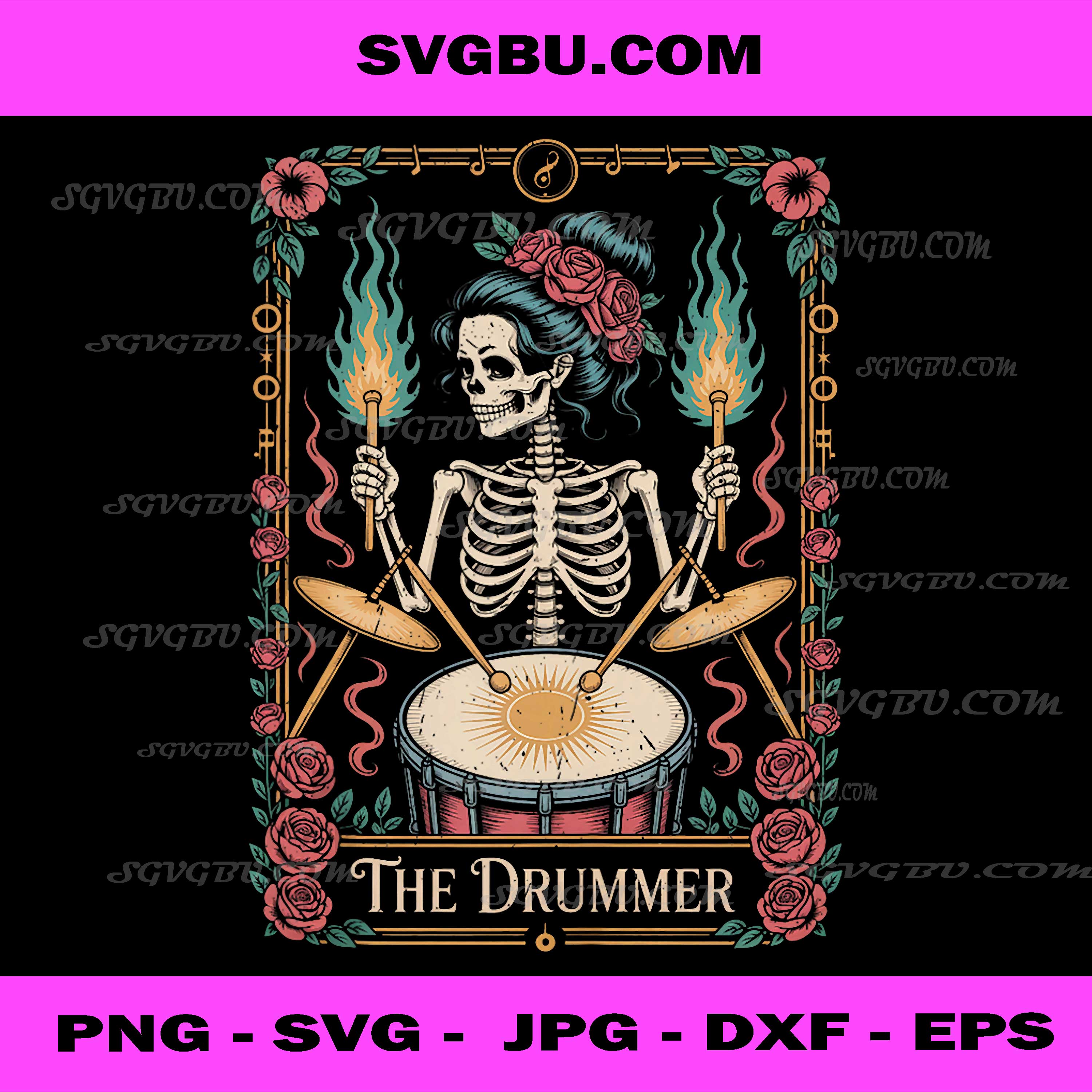 Funny Tarot Drummer Music Lover PNG, Retro Band Sarcastic PNG