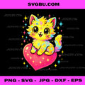Cat on Heart PNG, Cute Valentines Kitten PNG