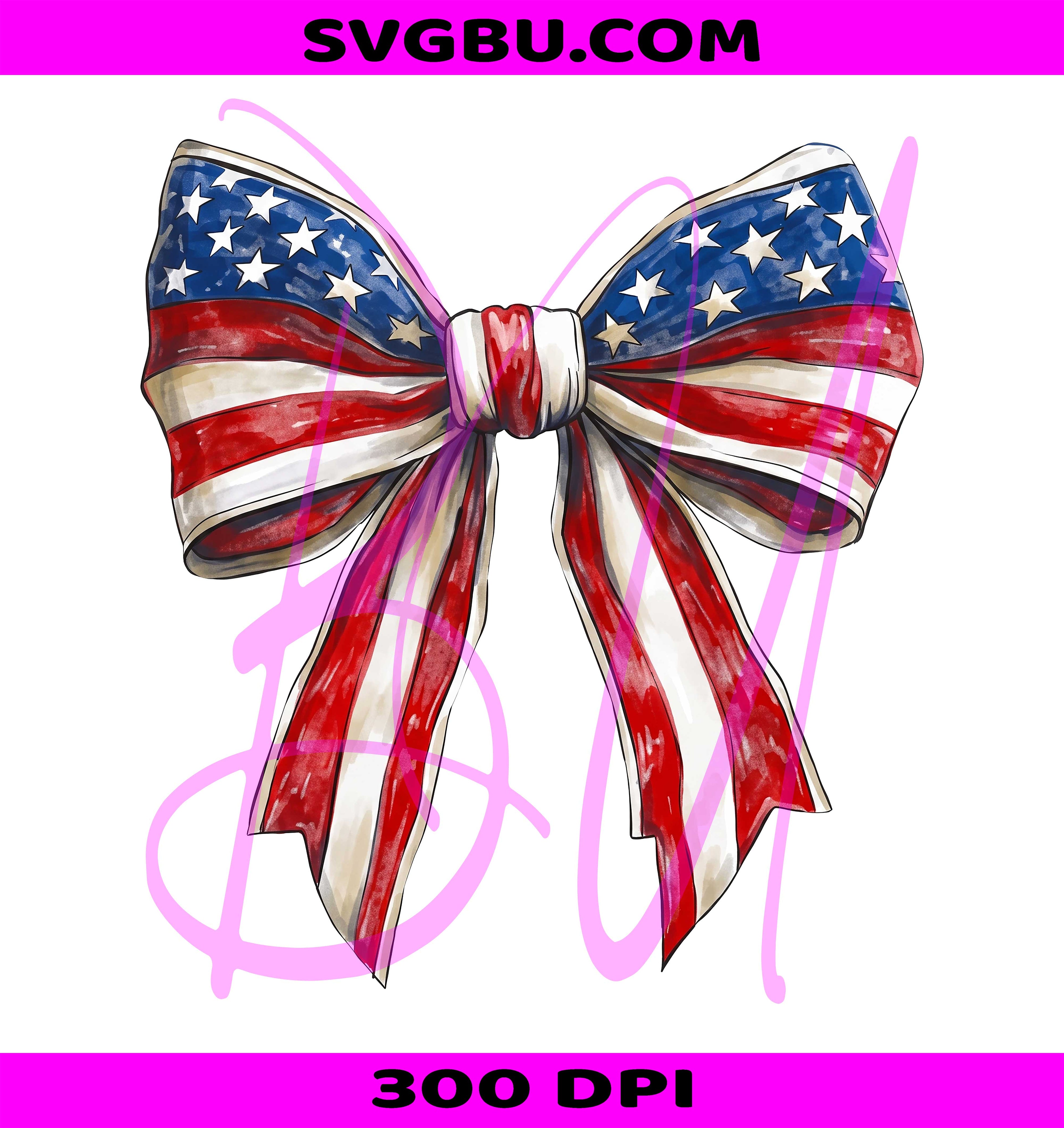 American Flag Bow PNG, Patriotic Bow PNG, USA Flag Bow PNG