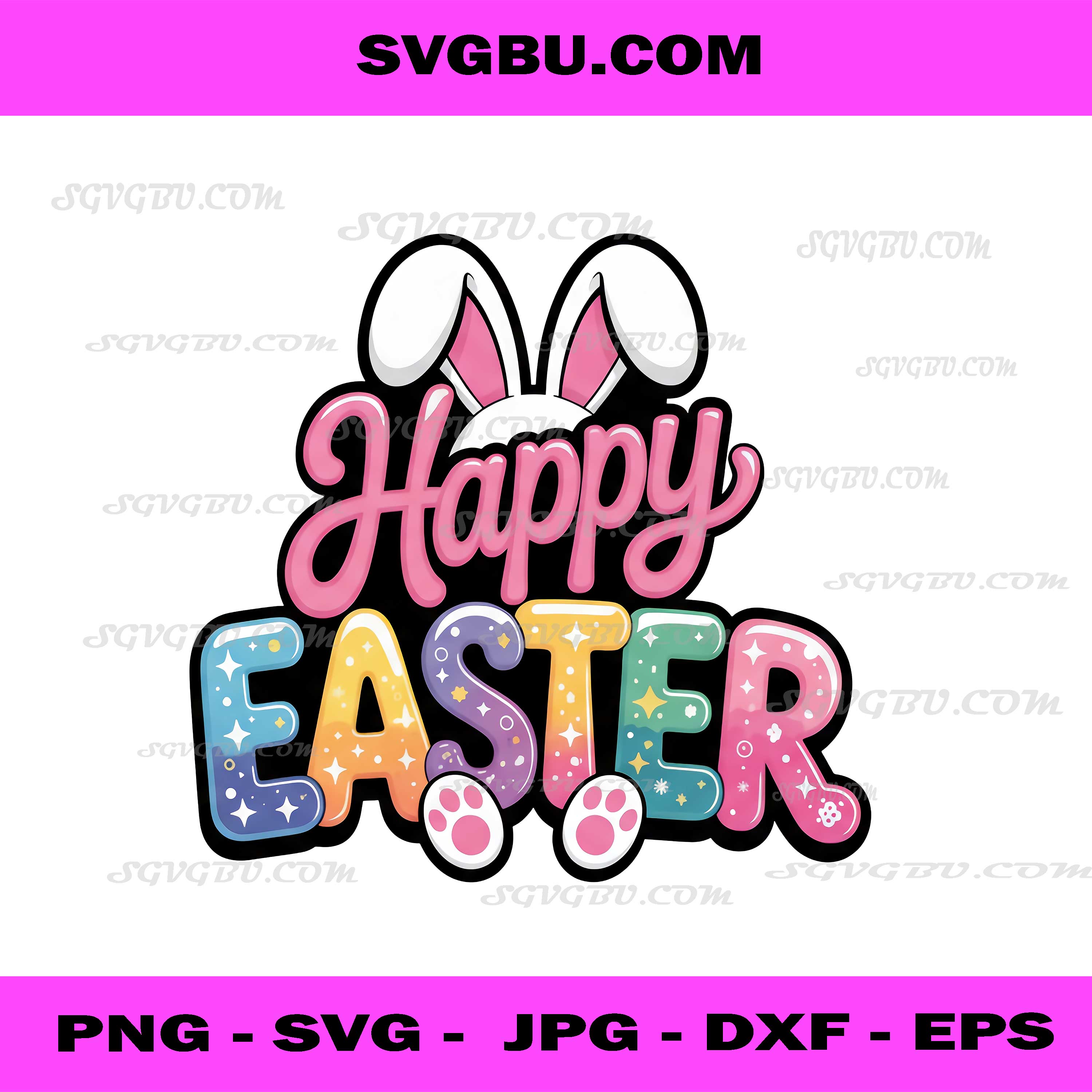 Happy Easter PNG, Colorful Bunny Ears and Feet PNG Design