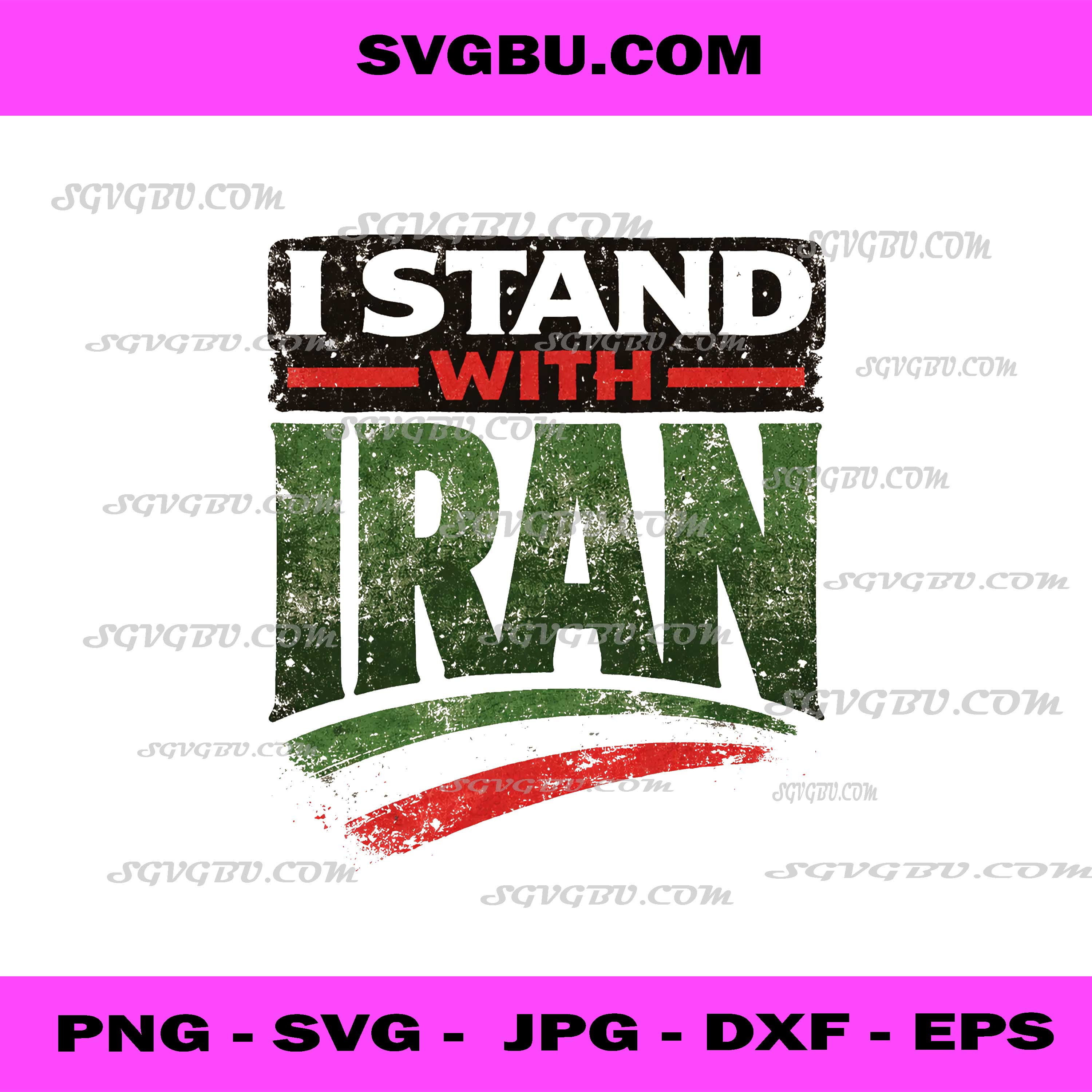 I Stand With Iran Support Typography PNG, Persian Flag Art PNG