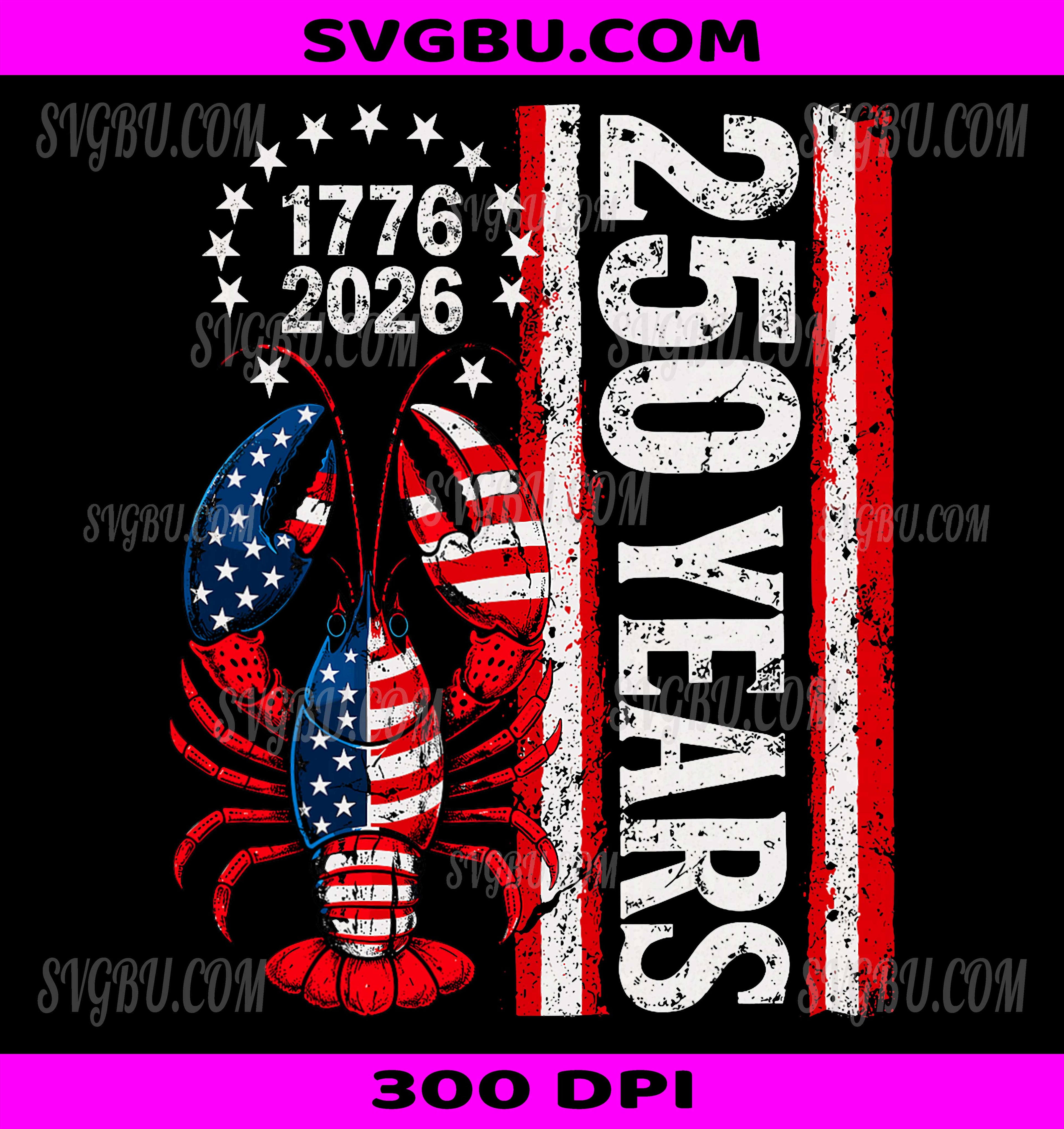 Retro Patriotic Crawfish Freedom 250 Years PNG, America 1776 2026 PNG