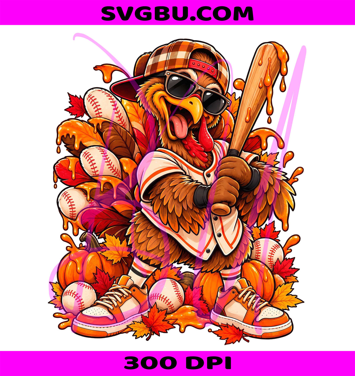 Baseball Turkey PNG, Autumn Player PNG, Cartoon Batter PNG