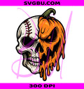 Baseball Skull Pumpkin PNG, Spooky Baseball PNG, Halloween Sports PNG