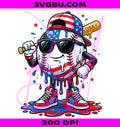 Baseball Drip Ice Cream PNG, Boys 4th Of July USA Flag PNG