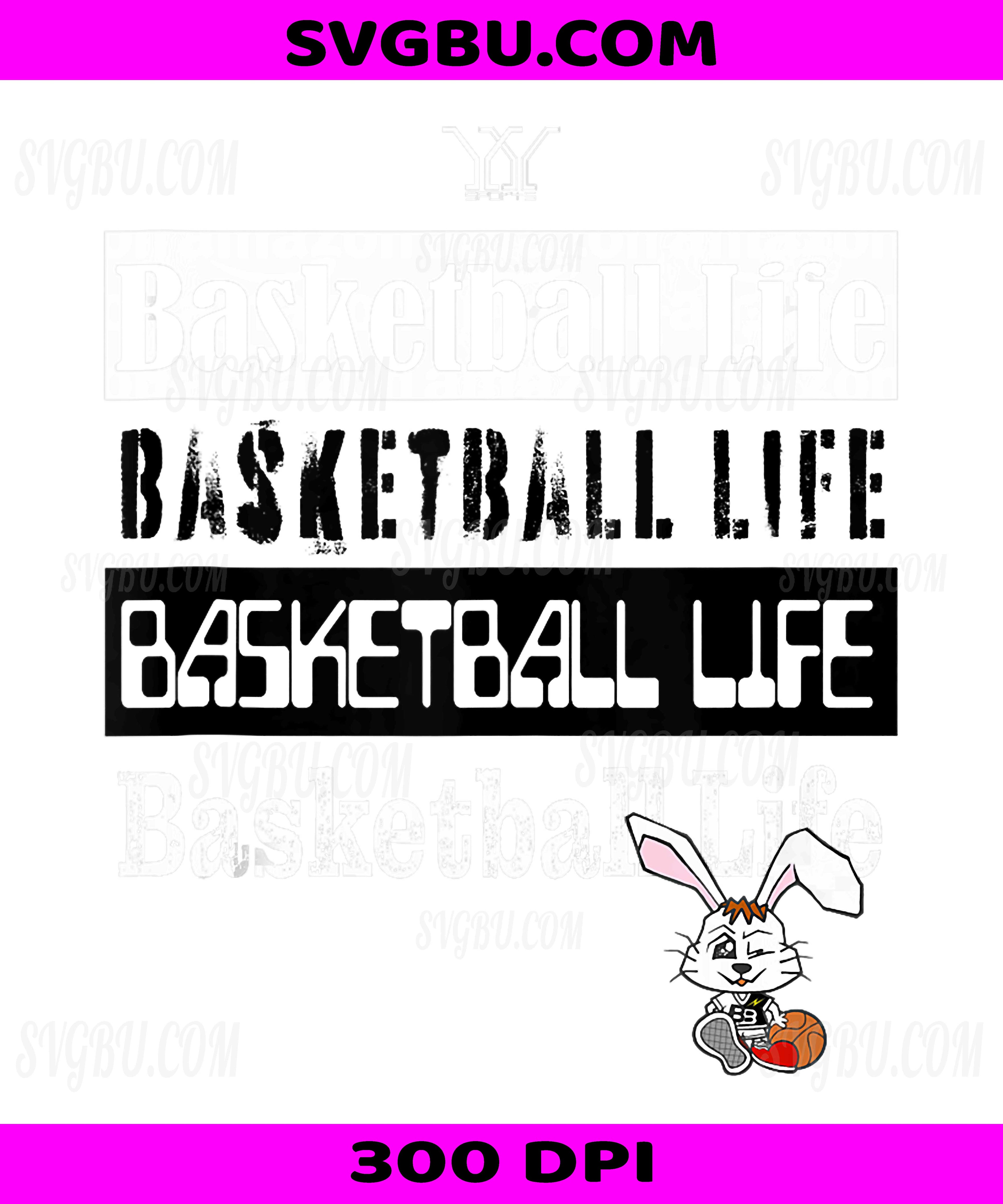 Basketball Life Rabbit PNG, Sports Bunny Retro Design