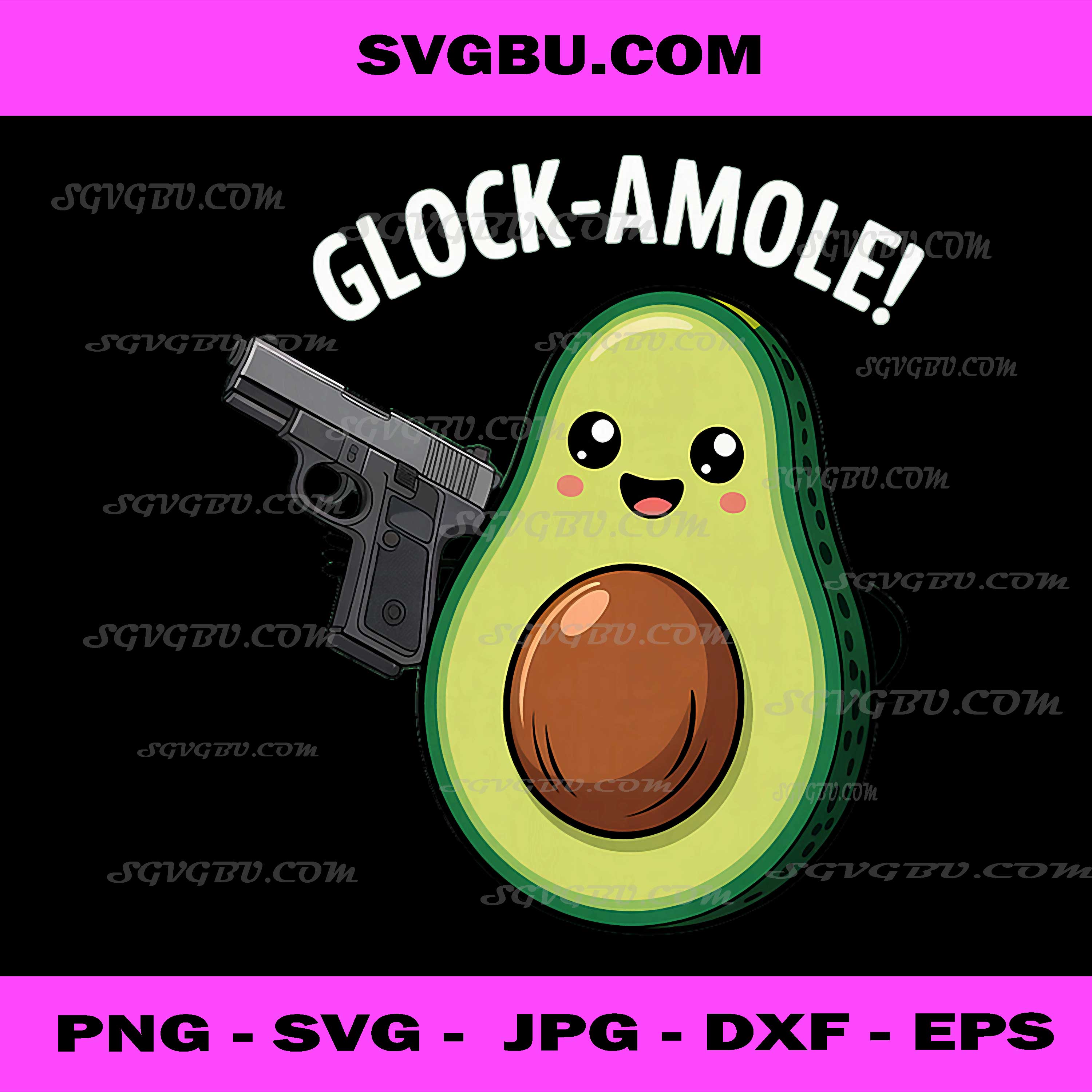 Glockamole PNG, Funny Gun Pun PNG