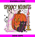 Spooky Nights PNG, Vintage Halloween PNG, Retro Spooky PNG