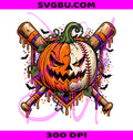Pumpkin Halloween Baseball PNG, Spooky Sports PNG, Dripping Pumpkin PNG