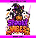 Spooky Vibes PNG, Black Cat Halloween PNG, Cute Witch Cat PNG