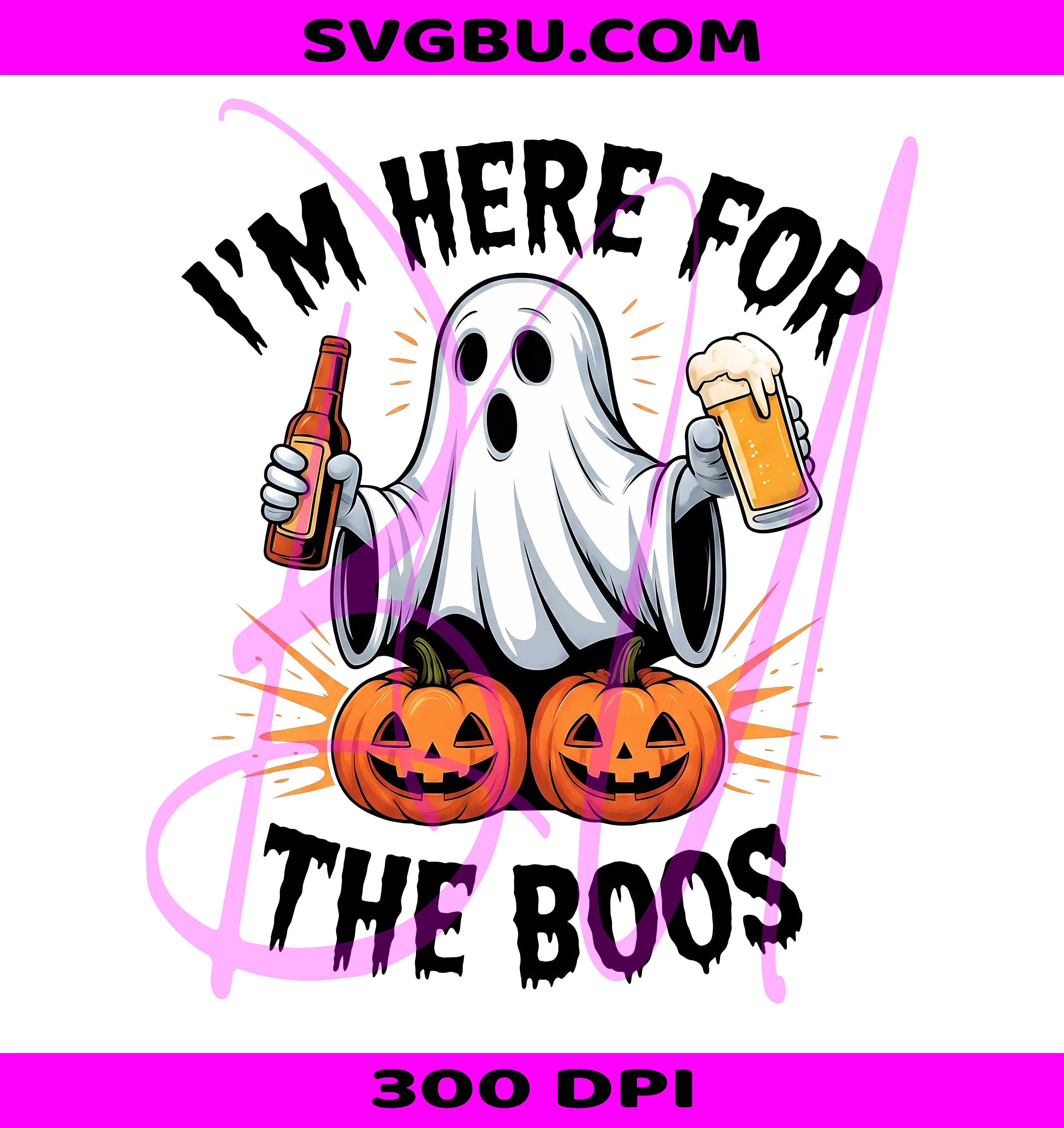 I'm Here For The Boos PNG, Funny Ghost With Beer PNG, Booze And Boos PNG