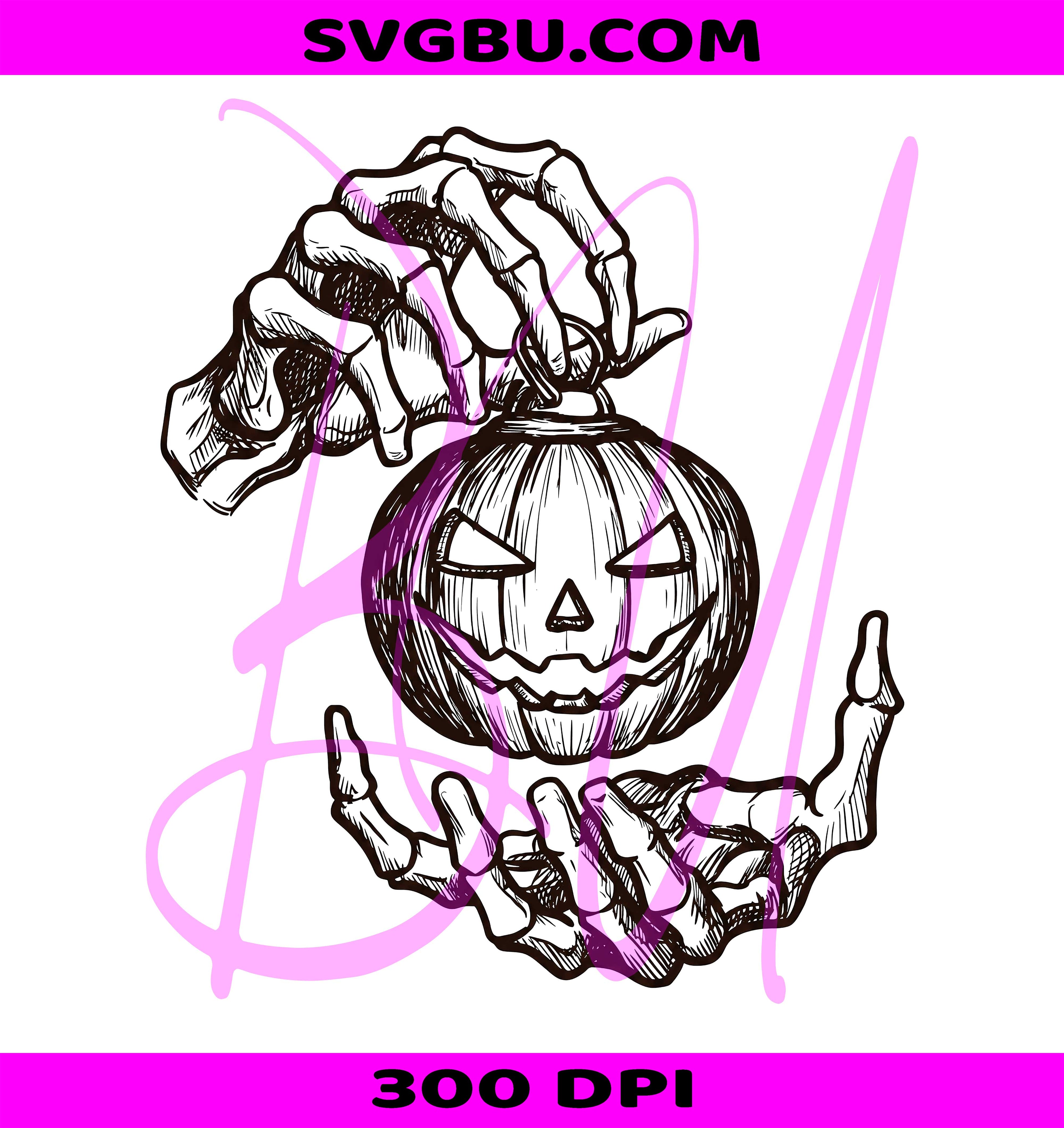 Skeleton Hands PNG, Jack O Lantern PNG, Vintage Halloween PNG
