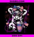 USA Cow PNG, Highland Cow Patriotic PNG, American Flag Cowgirl Bow PNG