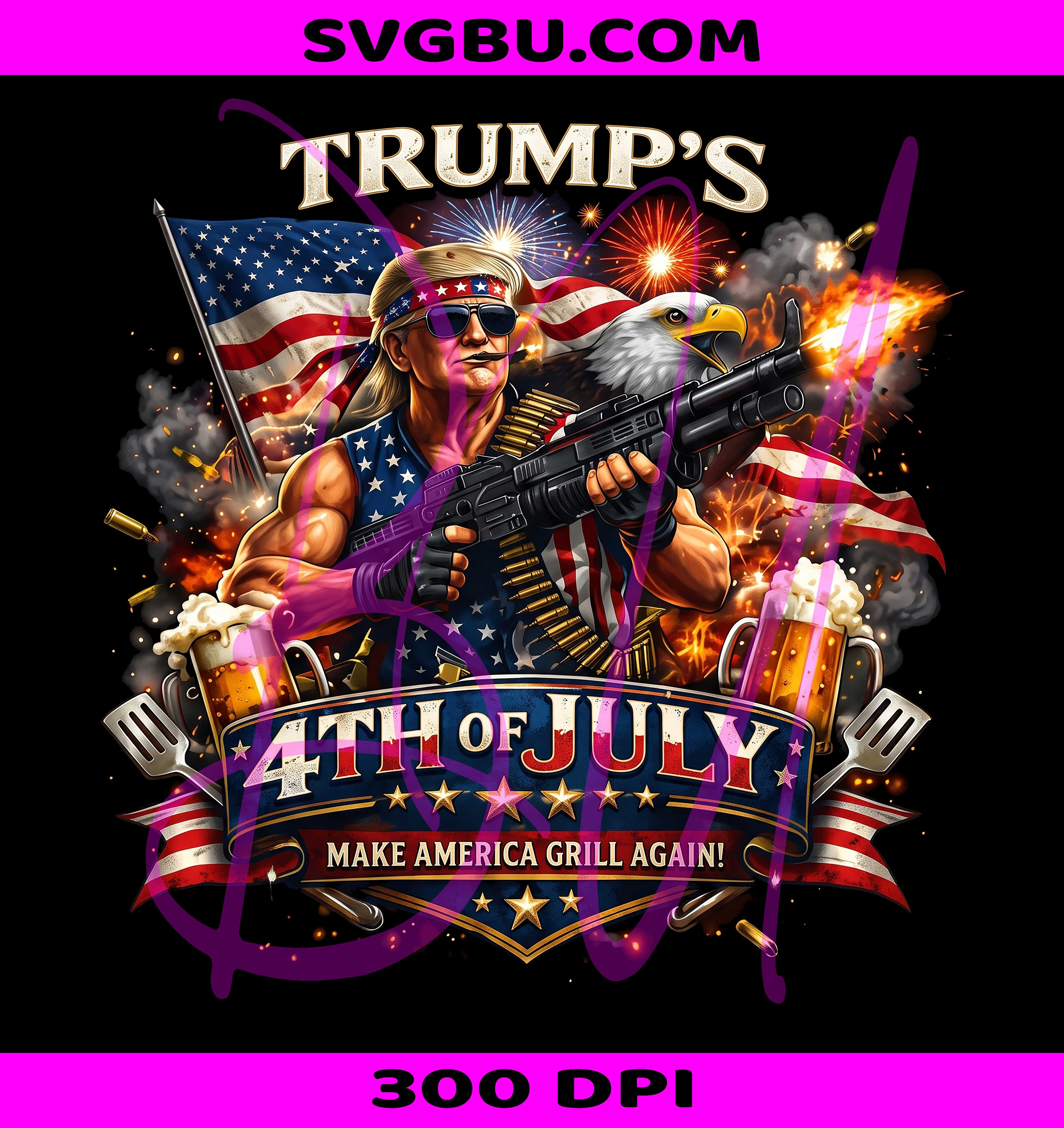 Trump 4th Of July Grill PNG, Patriotic BBQ Beer PNG, MAGA USA Party PNG