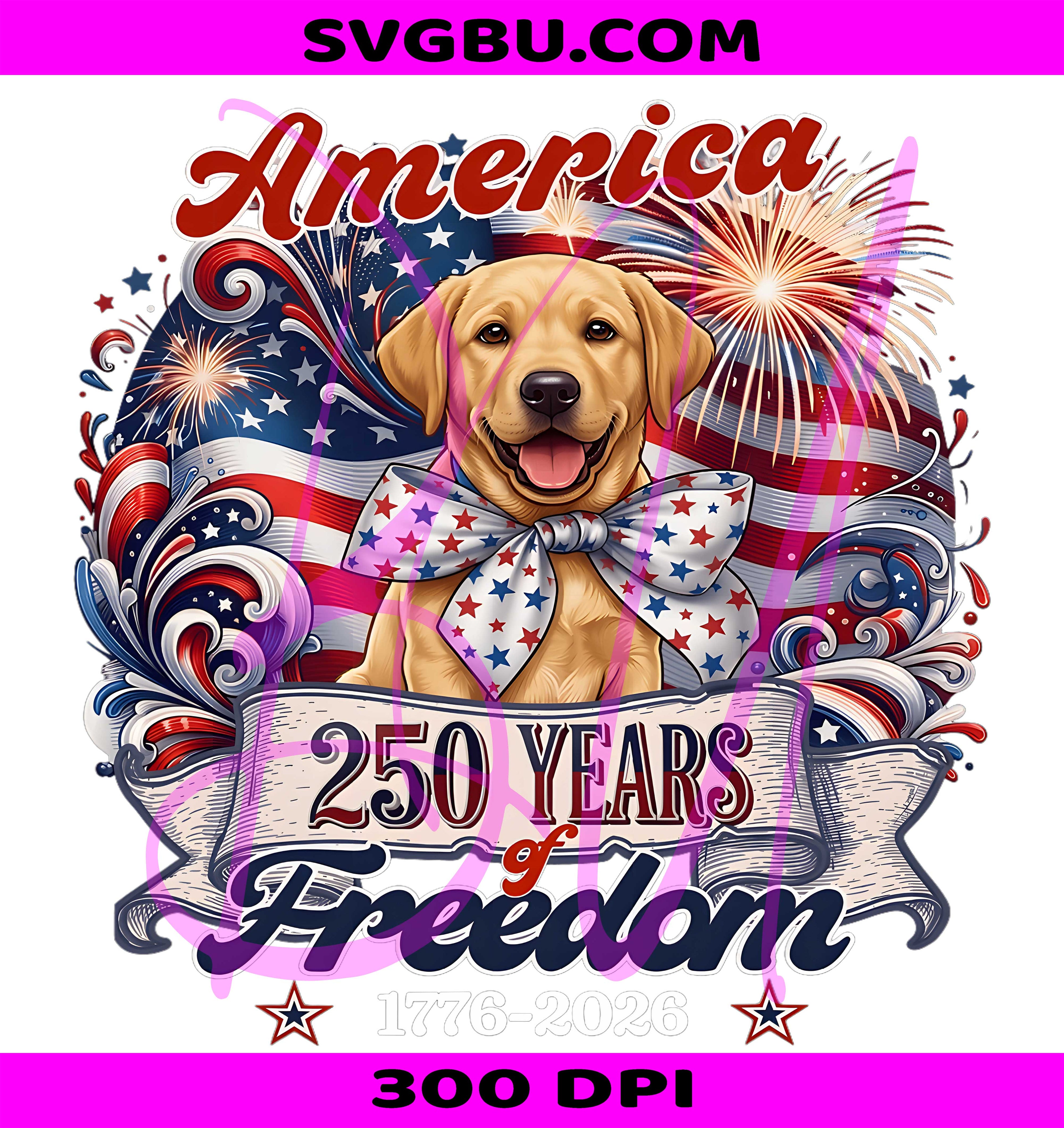 Yellow Labrador Patriotic PNG, America 250 Dog PNG, 4th Of July Labrador PNG