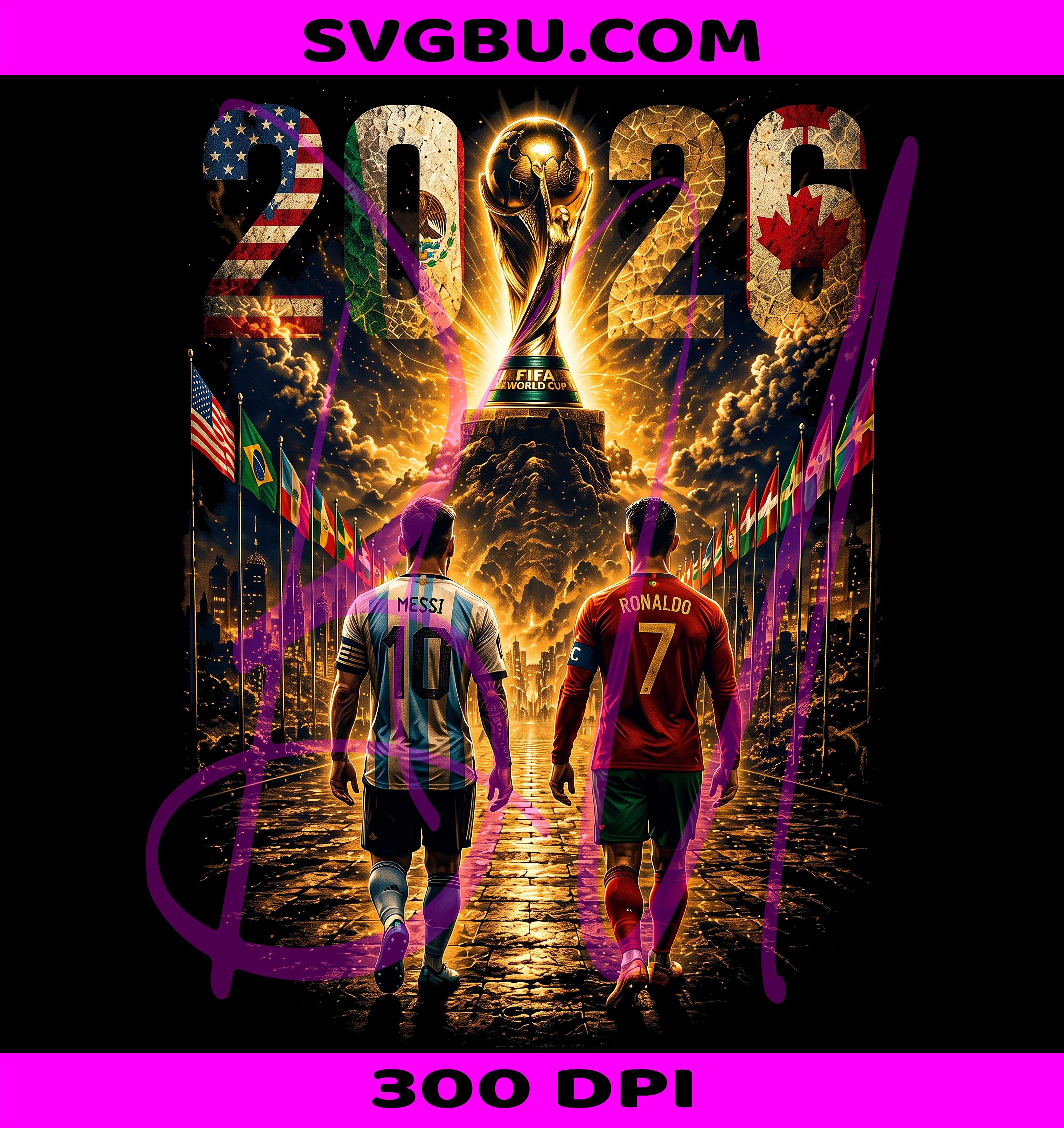 World Cup Messi Ronaldo PNG, Printable T Shirt PNG, FIFA World Cup 2026 PNG