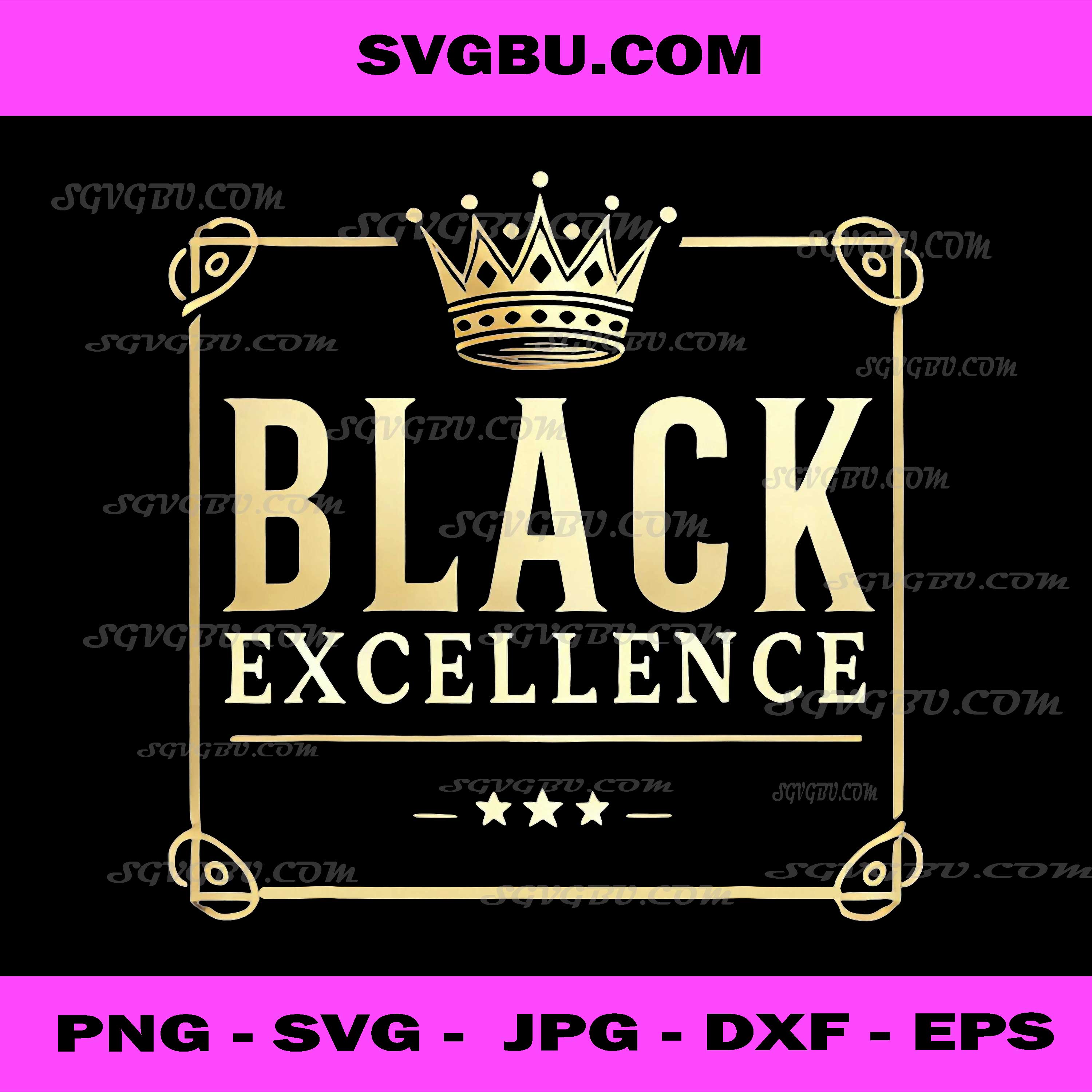 Black Excellence, Gold Crown, Black History Month PNG