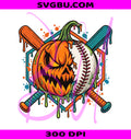 Pumpkin Halloween Baseball PNG, Spooky Sports PNG, Dripping Baseball PNG