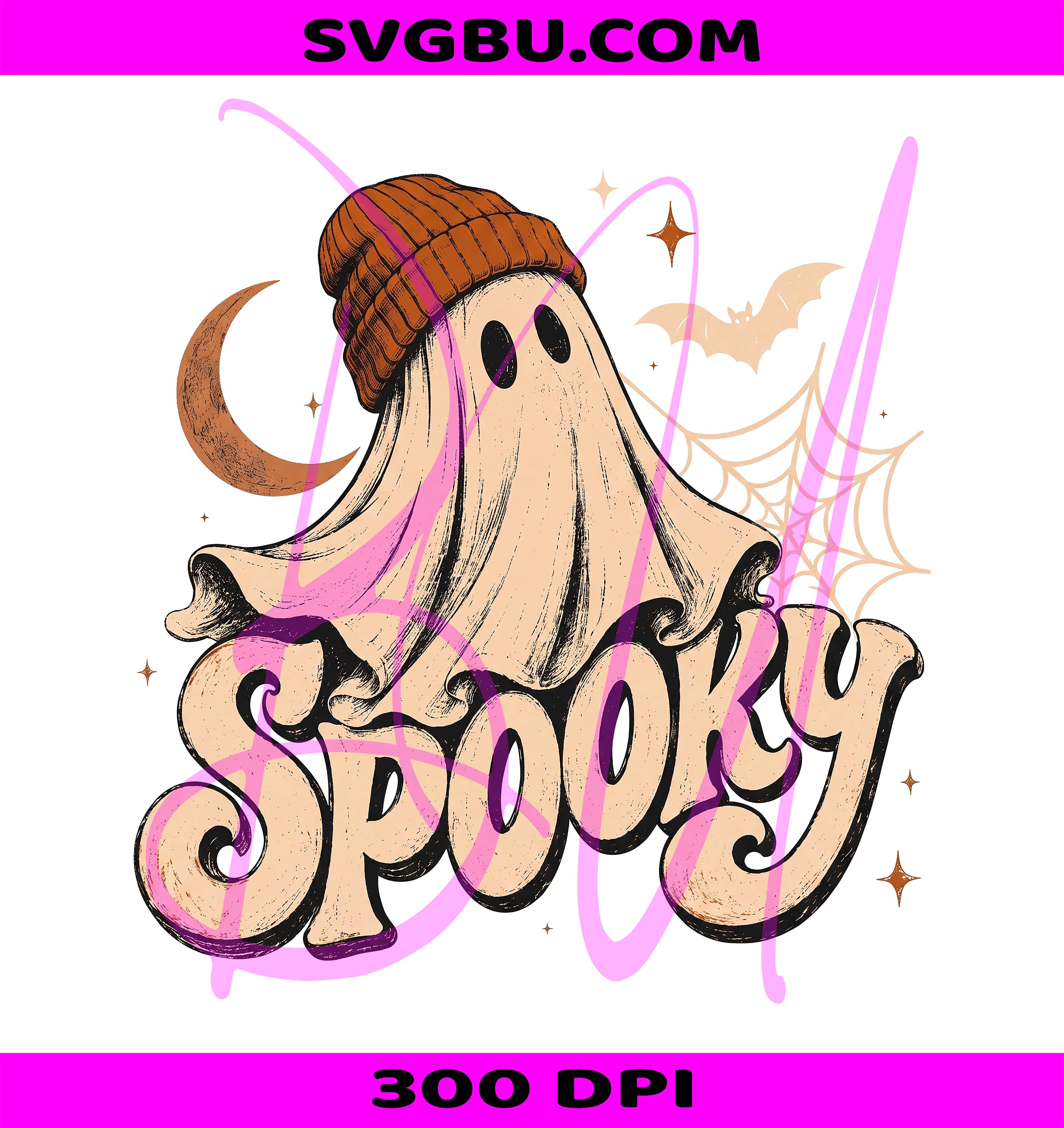 Spooky Ghost PNG, Beanie Ghost PNG, Halloween Moon PNG