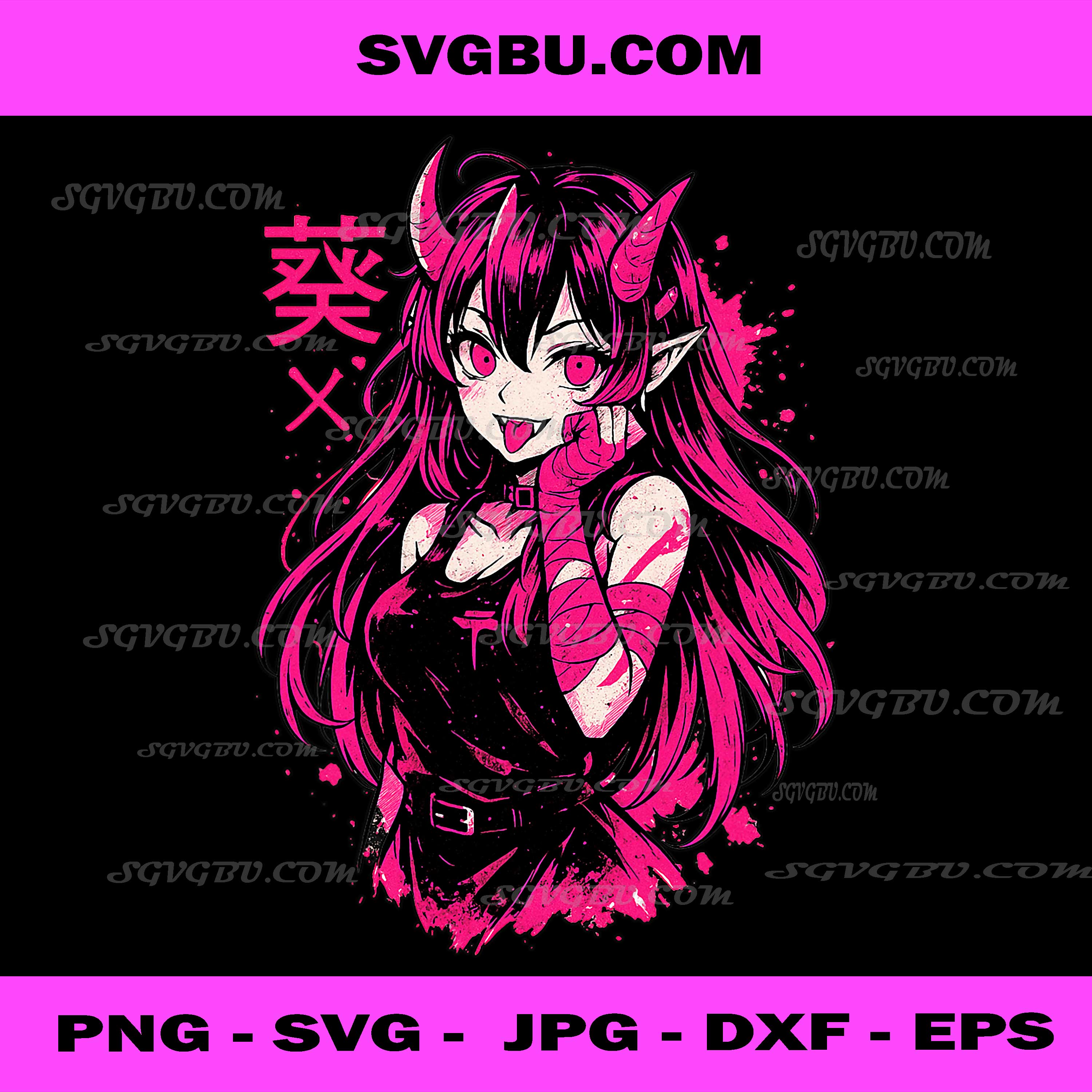 Goth Anime Waifu PNG, Kawaii Manga Girl Creepy Horror Aesthetic PNG