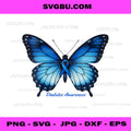 Diabetes Awareness PNG, Butterfly Ribbon Blue Support Design PNG