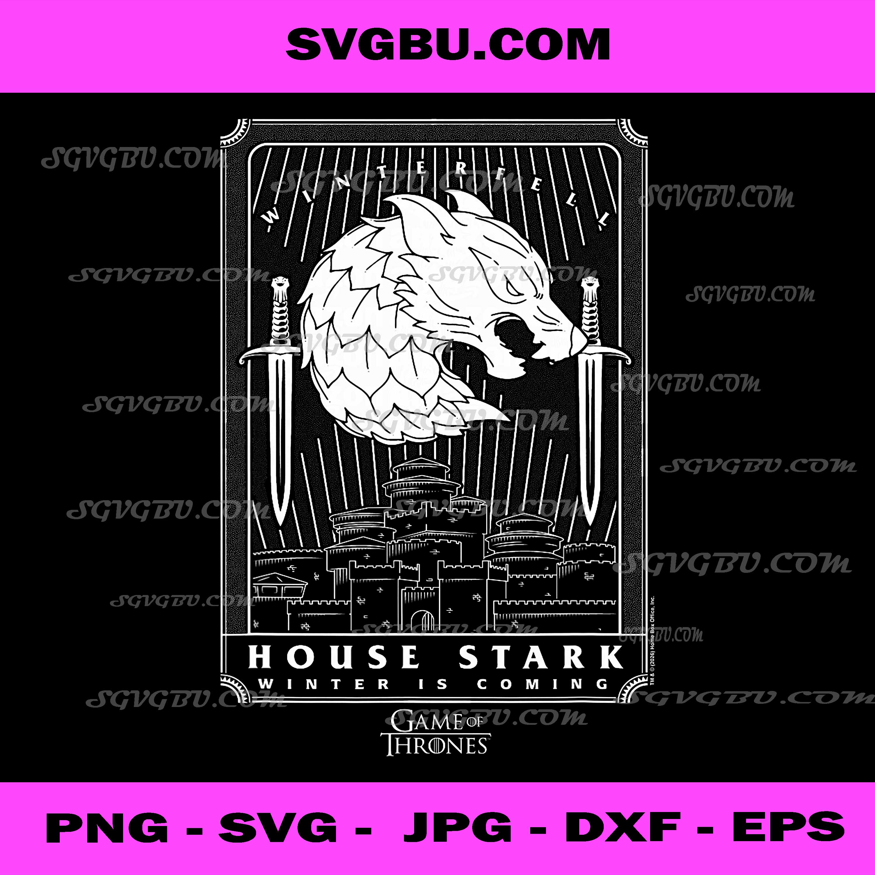 GOT House Stark Direwolf Tarot Card Fantasy PNG Illustration

