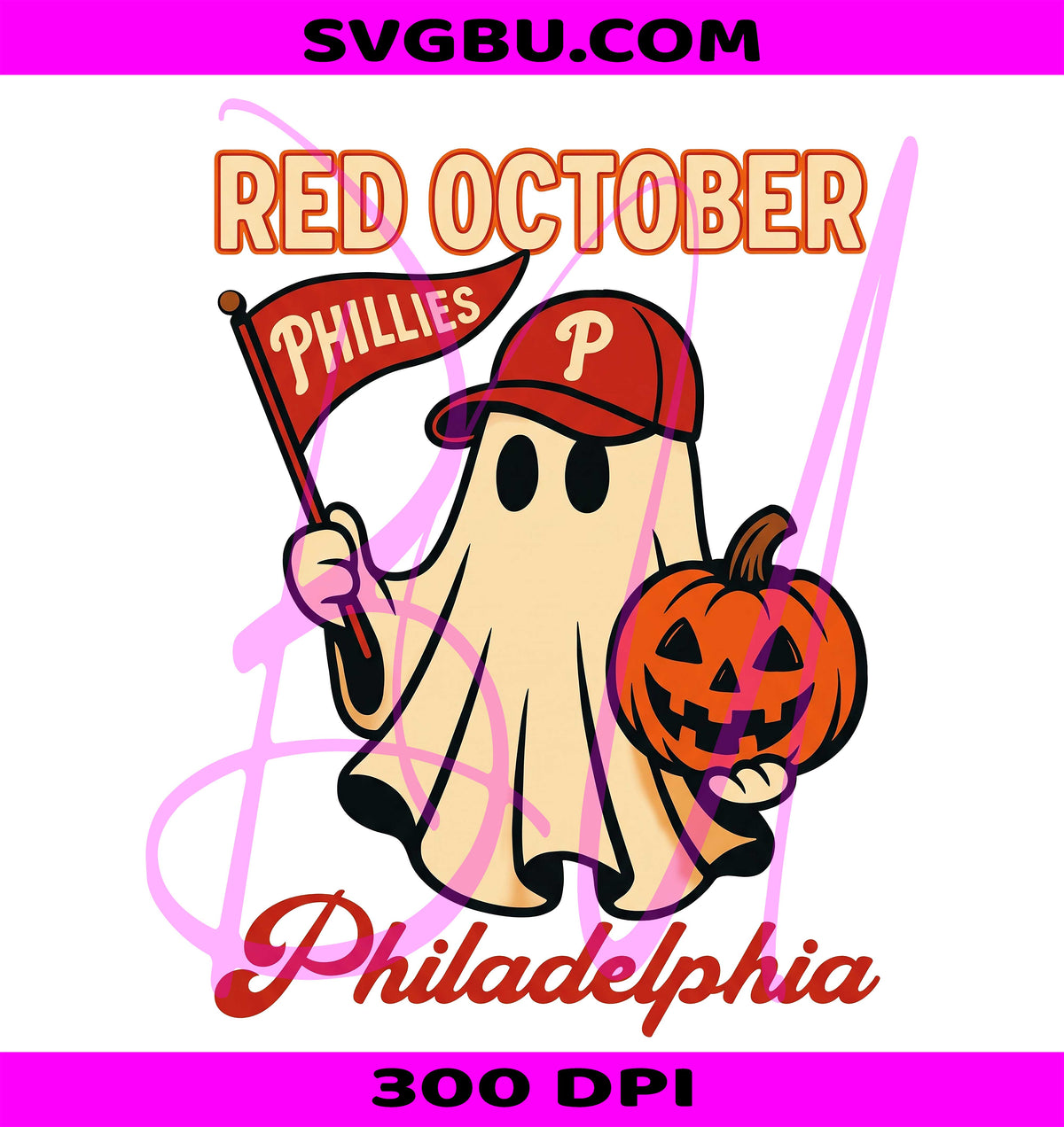 Red October Phillies PNG, Halloween Ghost PNG, Baseball Pumpkin PNG