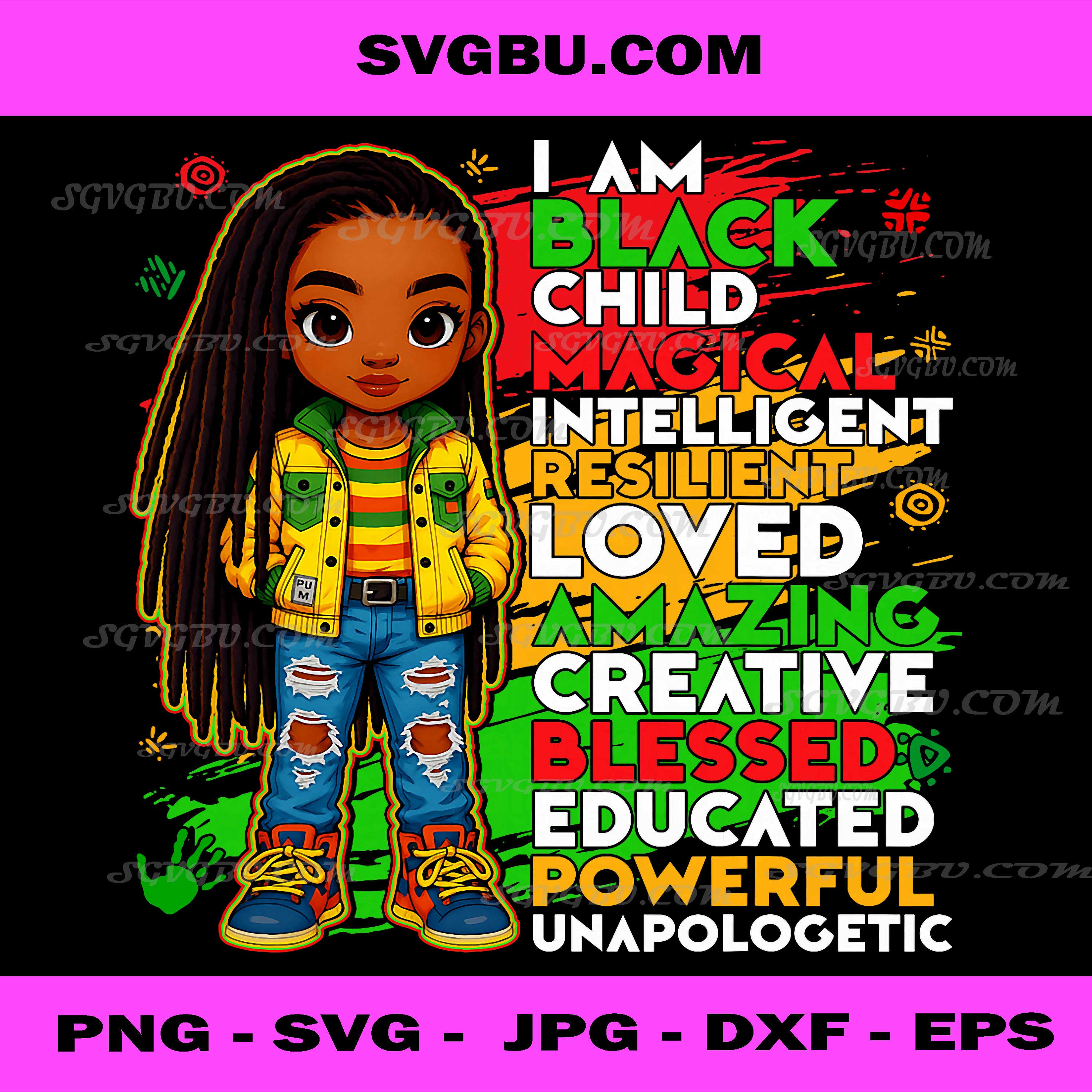 Black History PNG, I Am Black Child African American