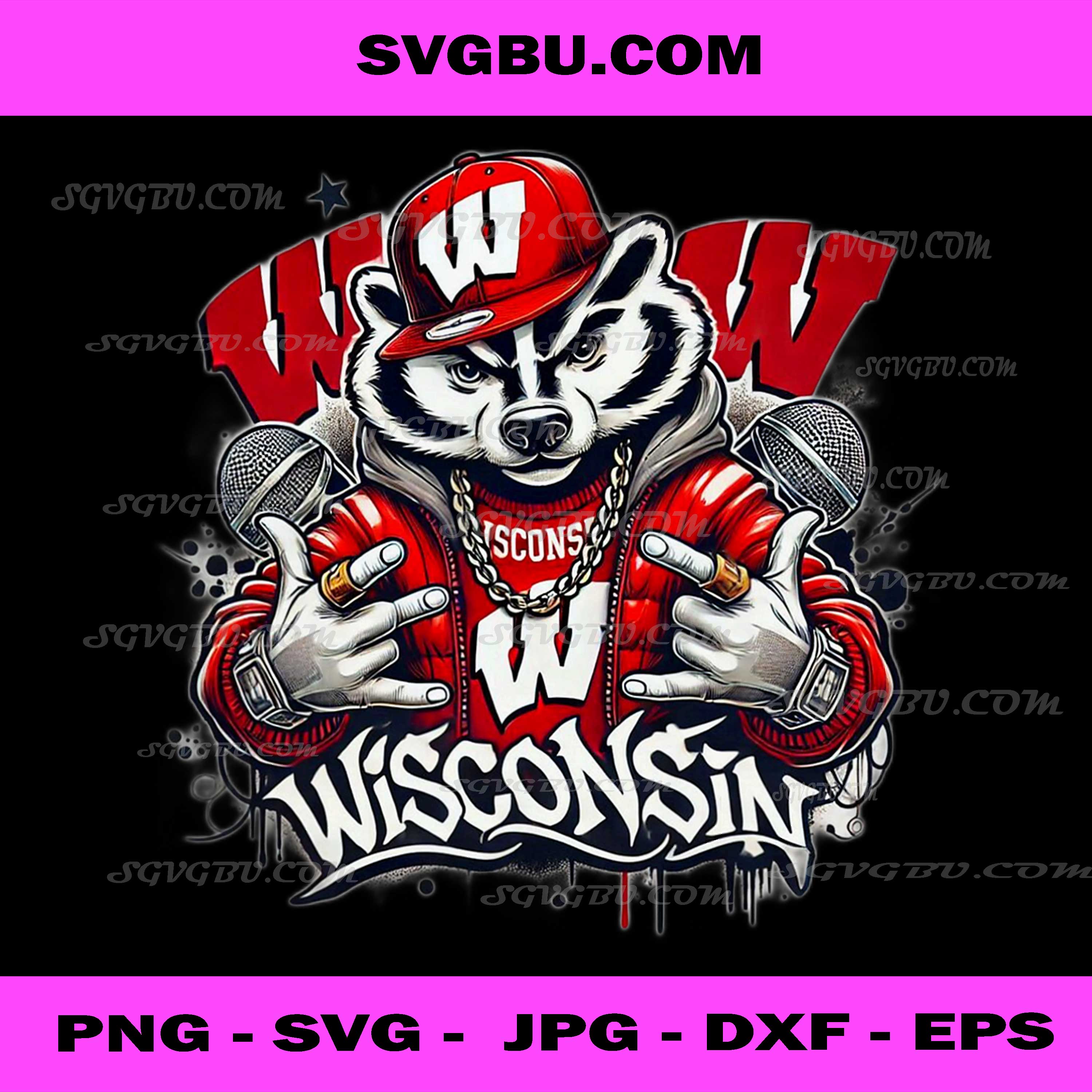 Graffiti Hip Hop Wisconsin Badger PNG, Street Rap Animal Cartoon Digital Design
