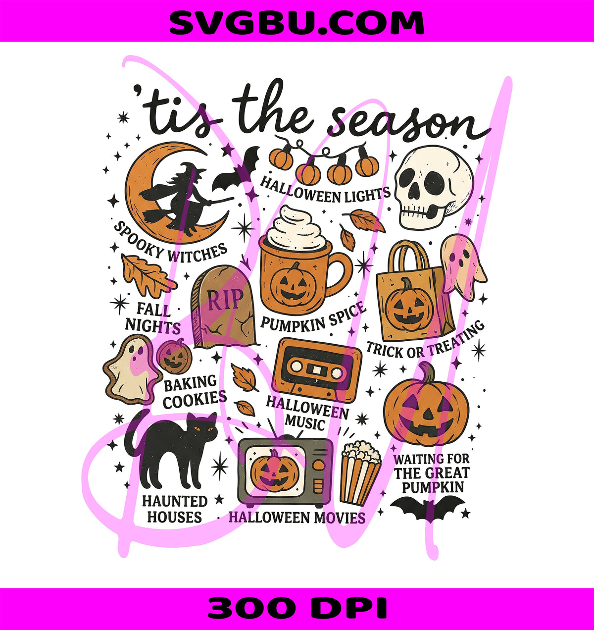 Vintage Retro Halloween PNG, Tis The Season PNG, Black Cat Pumpkin PNG